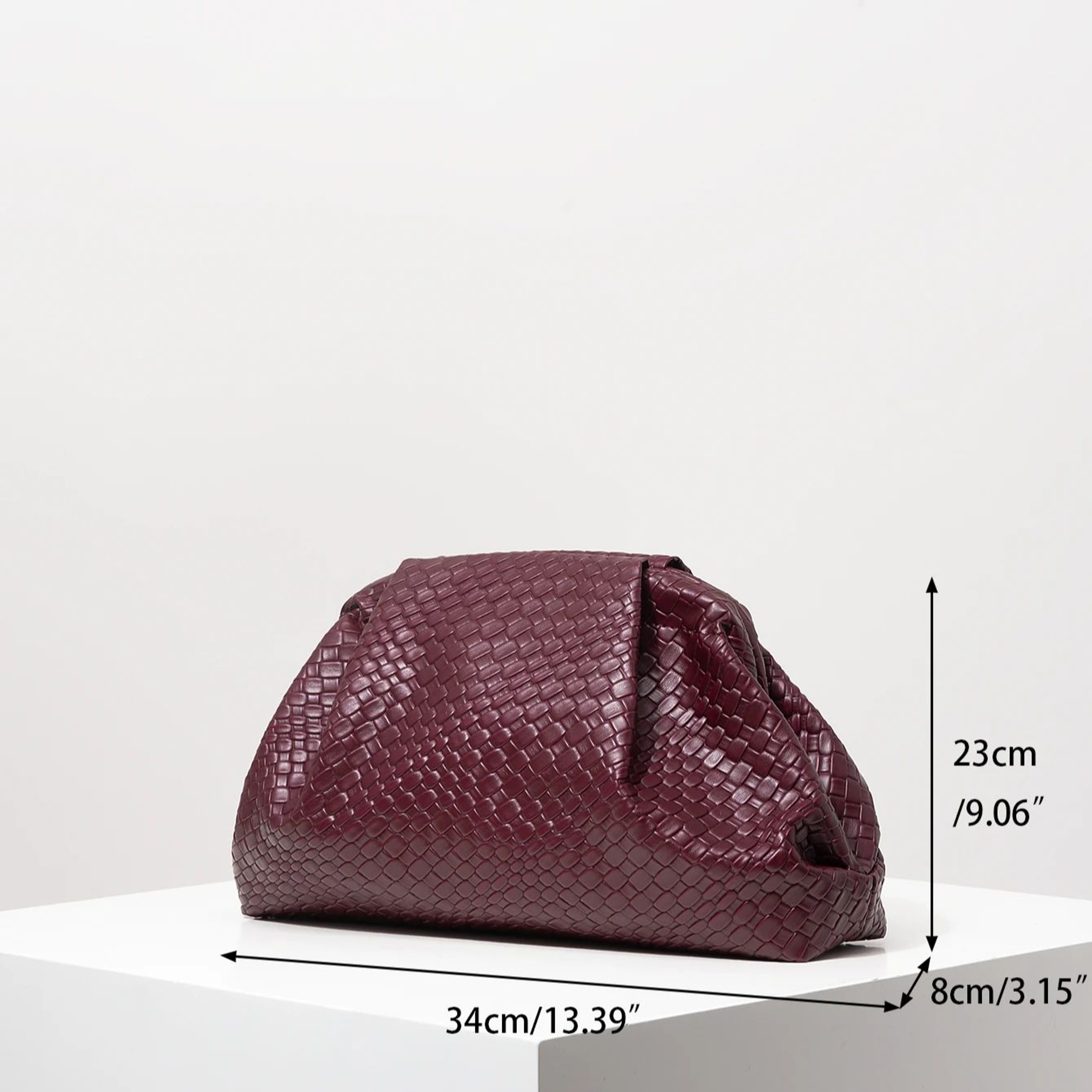 Vintage Woven Clutch Bag Burgundy Formal Evening Purse for Women – view 3