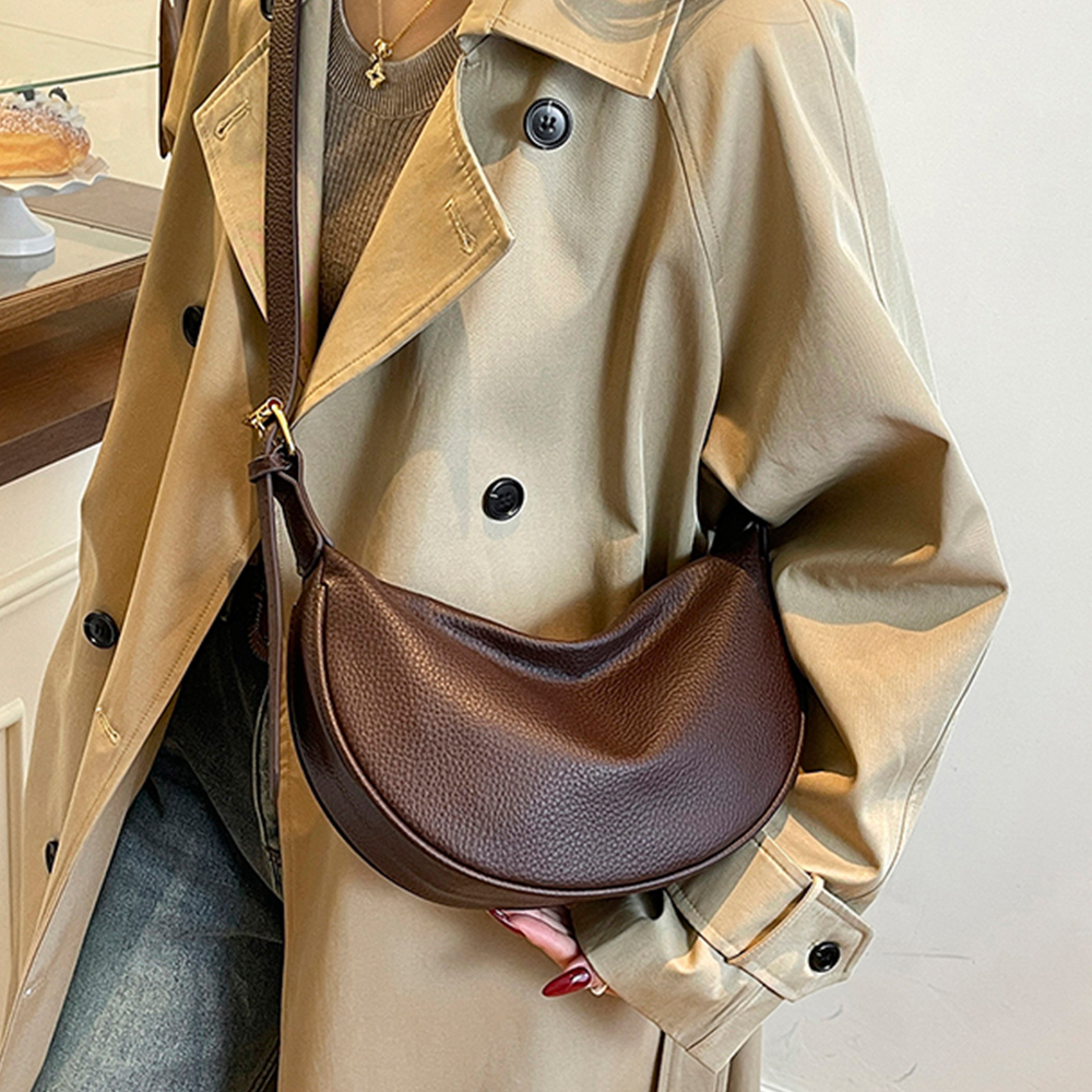 Korean Fashion Large Capacity PU Leather Tote Bag – Casual Everyday Hobo Shoulder Bag for Women – view 3