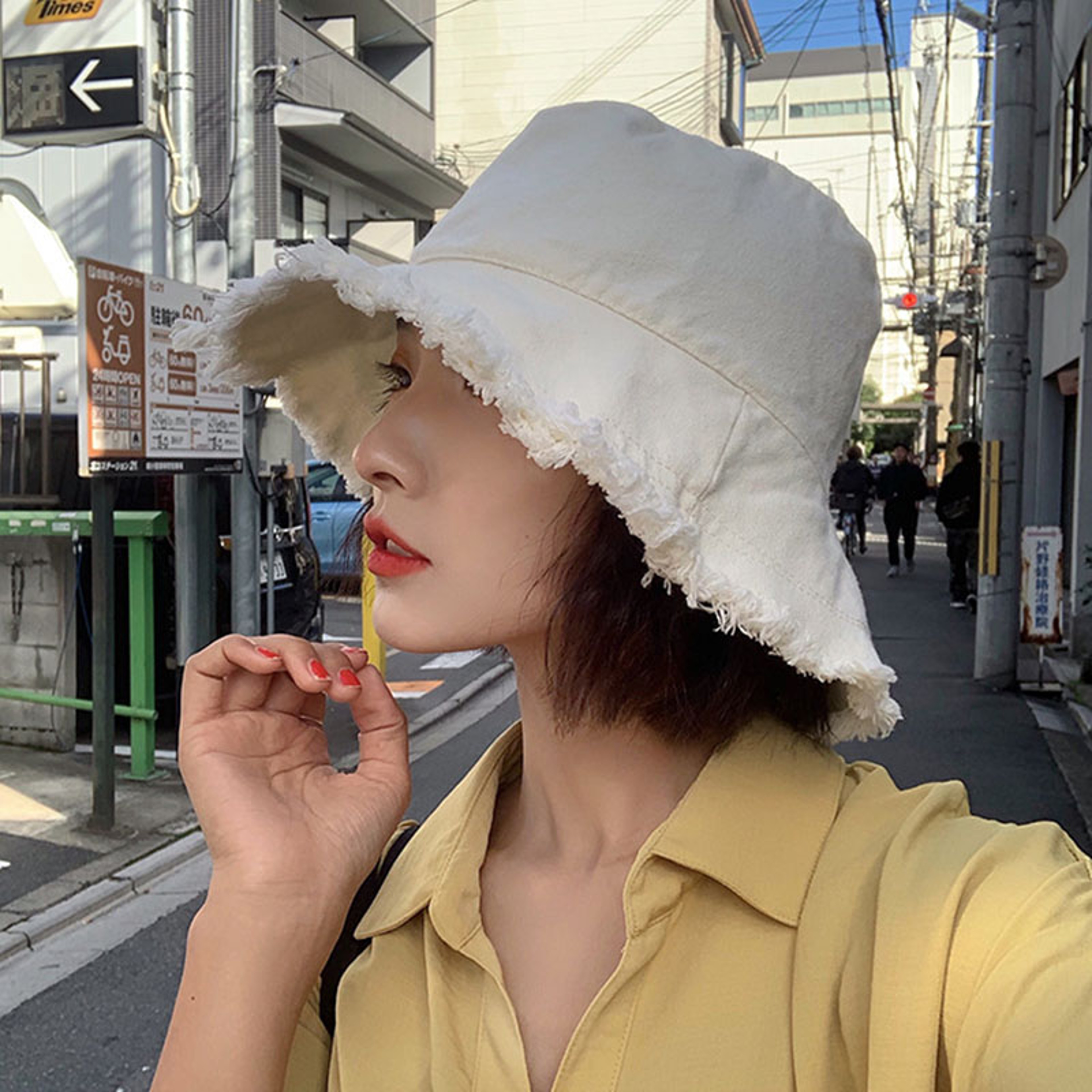 Womens Soft Cotton Foldable Bucket Hat with Tassel Brim - Chic Sun Protection Cap for Beach and Travel – view 9