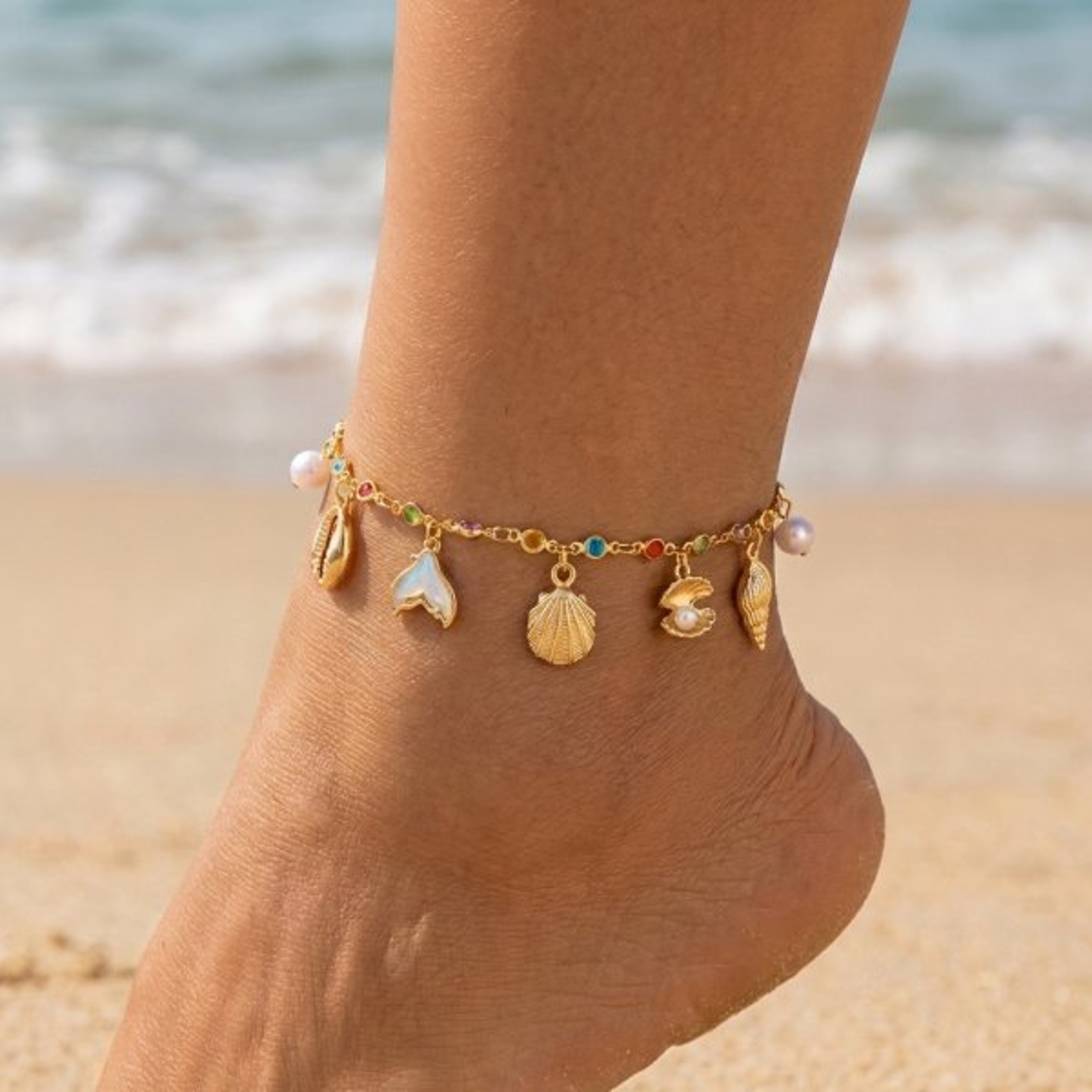 Boho Multilayer Rice Bead Anklet Set With Starfish Pendant  Summer Beach Jewelry For Women 7