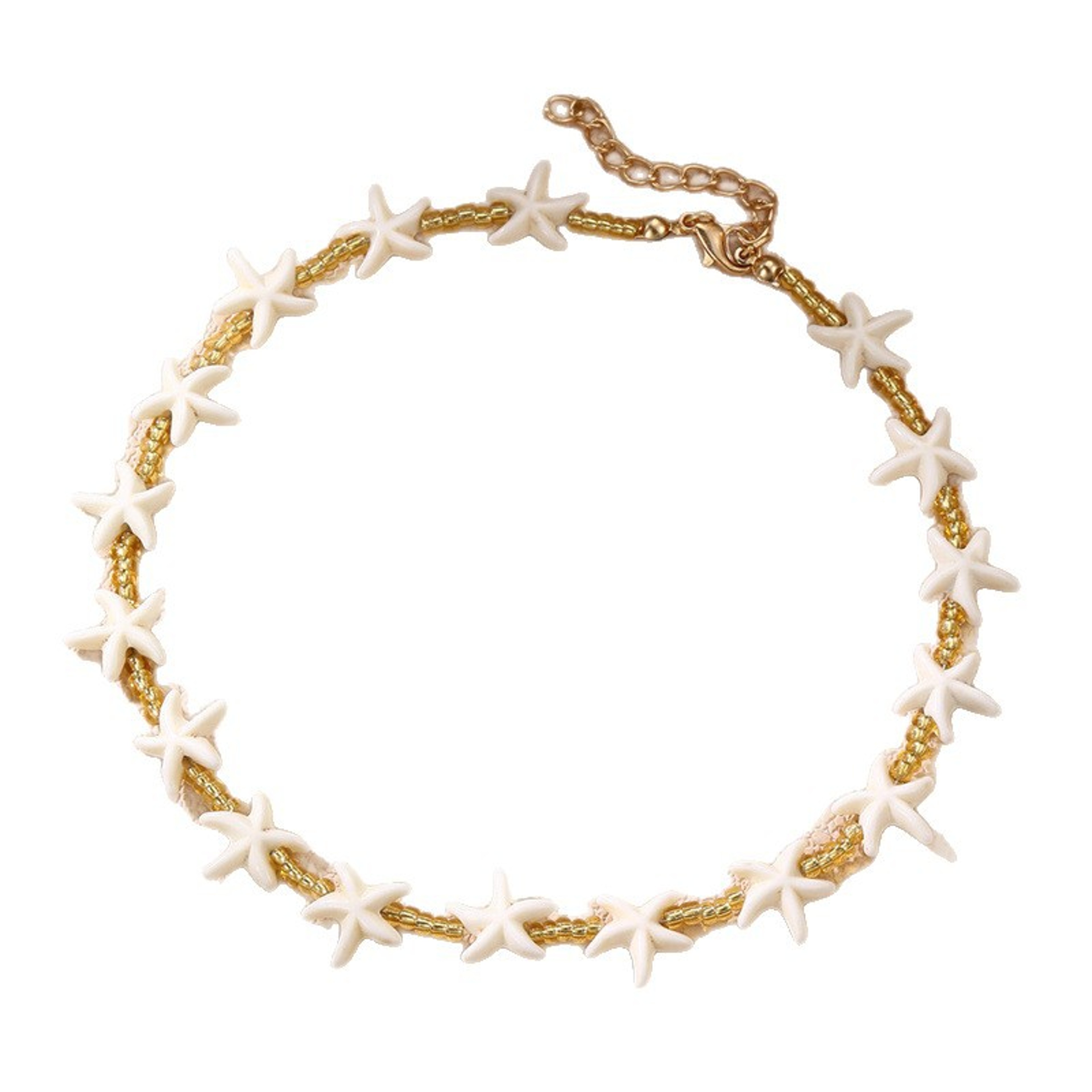 Boho Shell Necklace with Starfish Charms – Trendy Coastal Beach Vacation Jewelry for Her – view 5