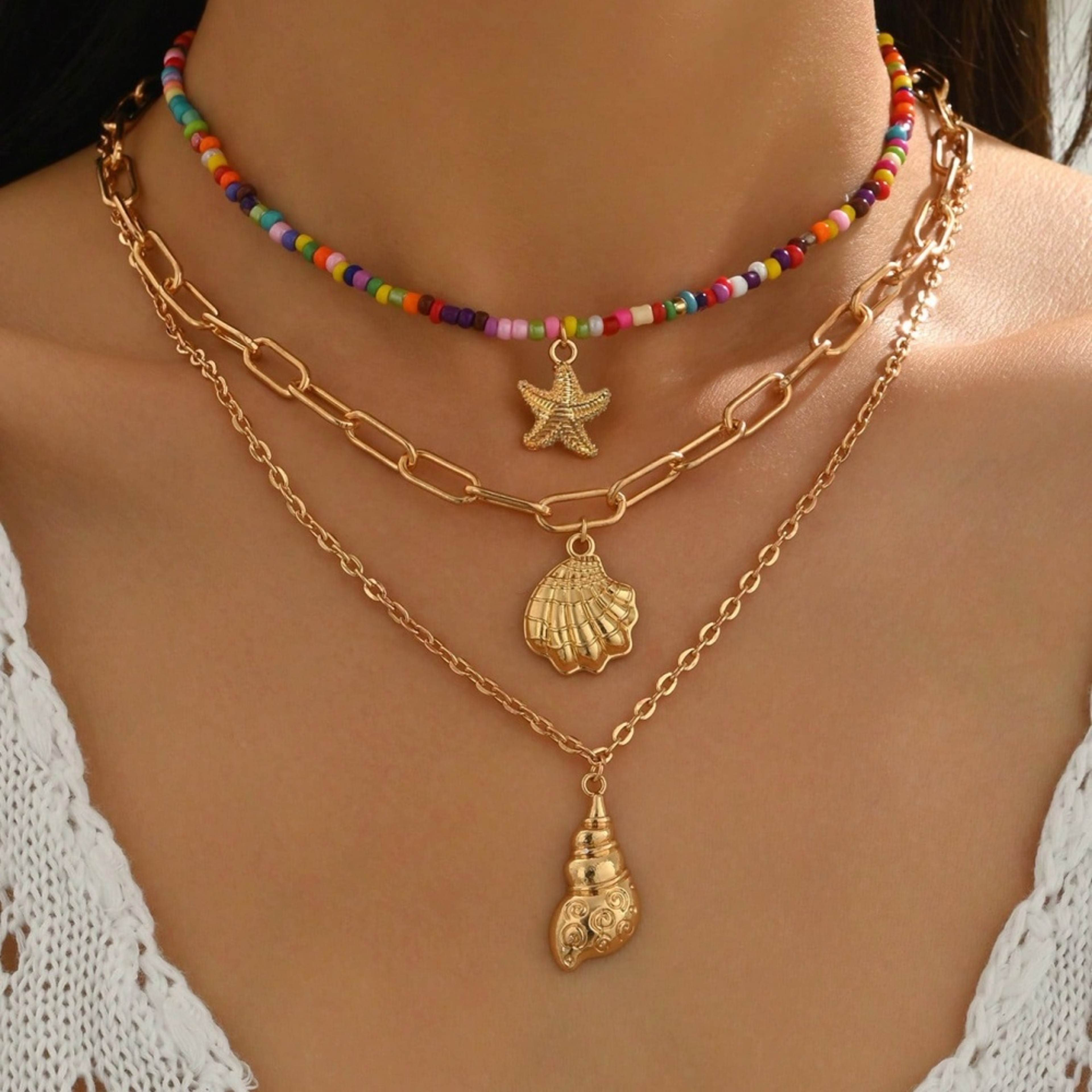 Bohemian Layered Beaded Necklace with Colorful Pendant and Tassels – Handmade Statement Jewelry for Women – view 8