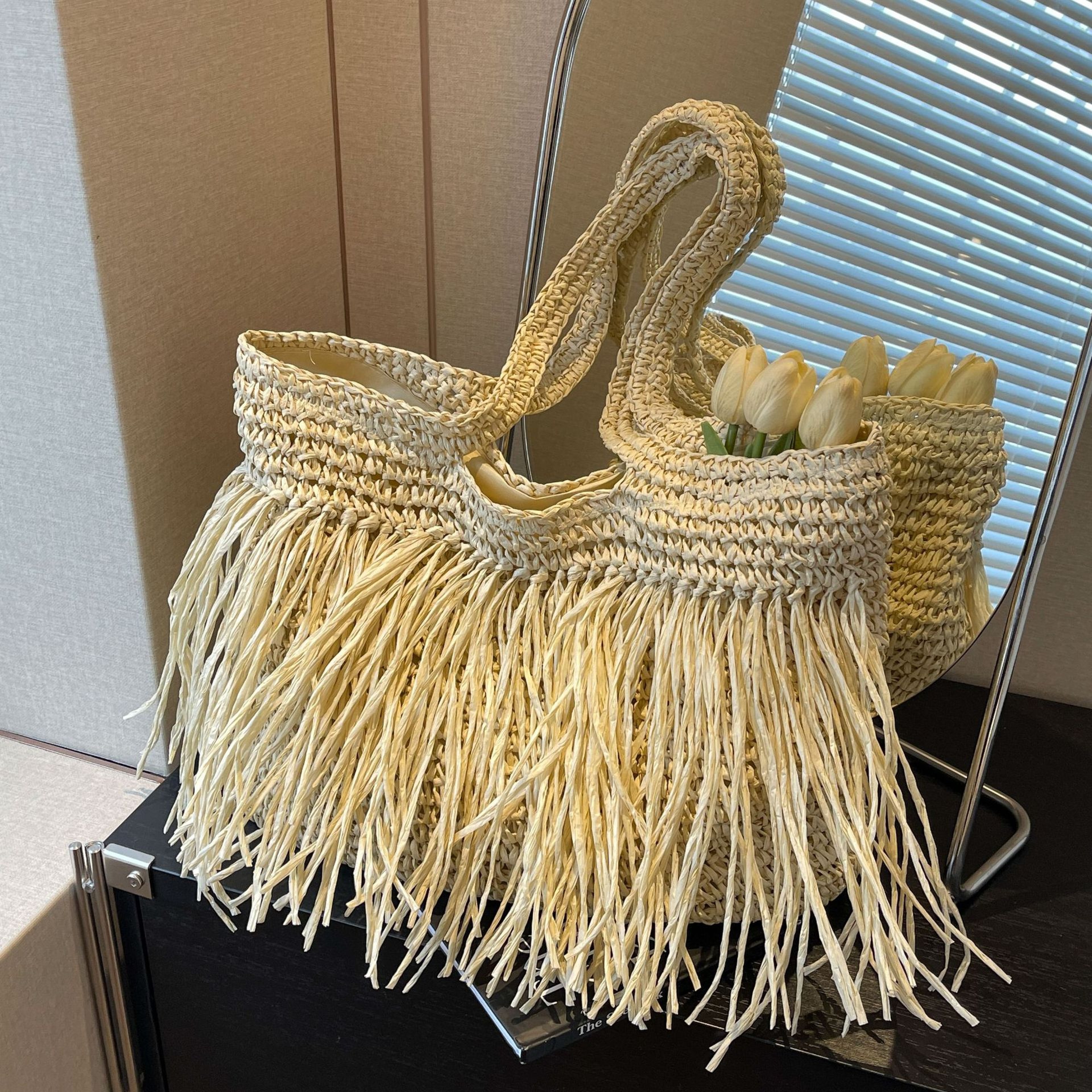 Bohemian Woven Shoulder Bag: Handmade Fringe Large Beach Tote for Summer Vacation – view 1