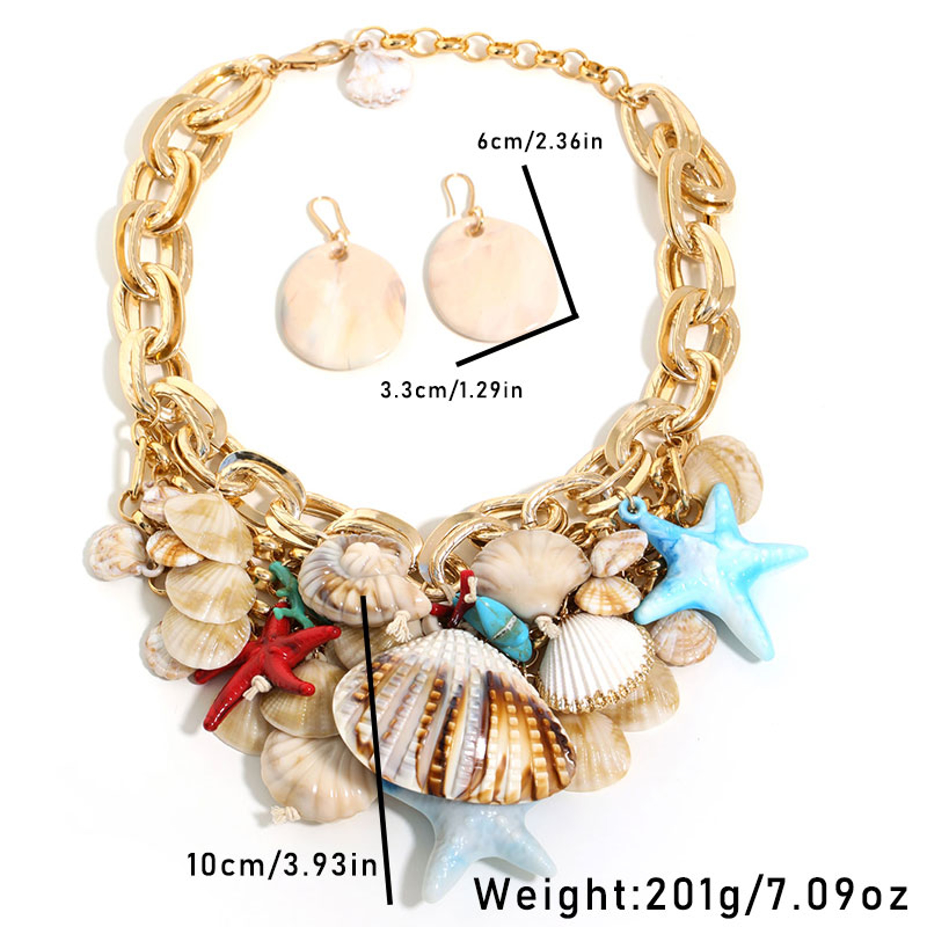 Handmade Conch and Shell Statement Boho Necklace for Beach Weddings and Summer Parties – view 6