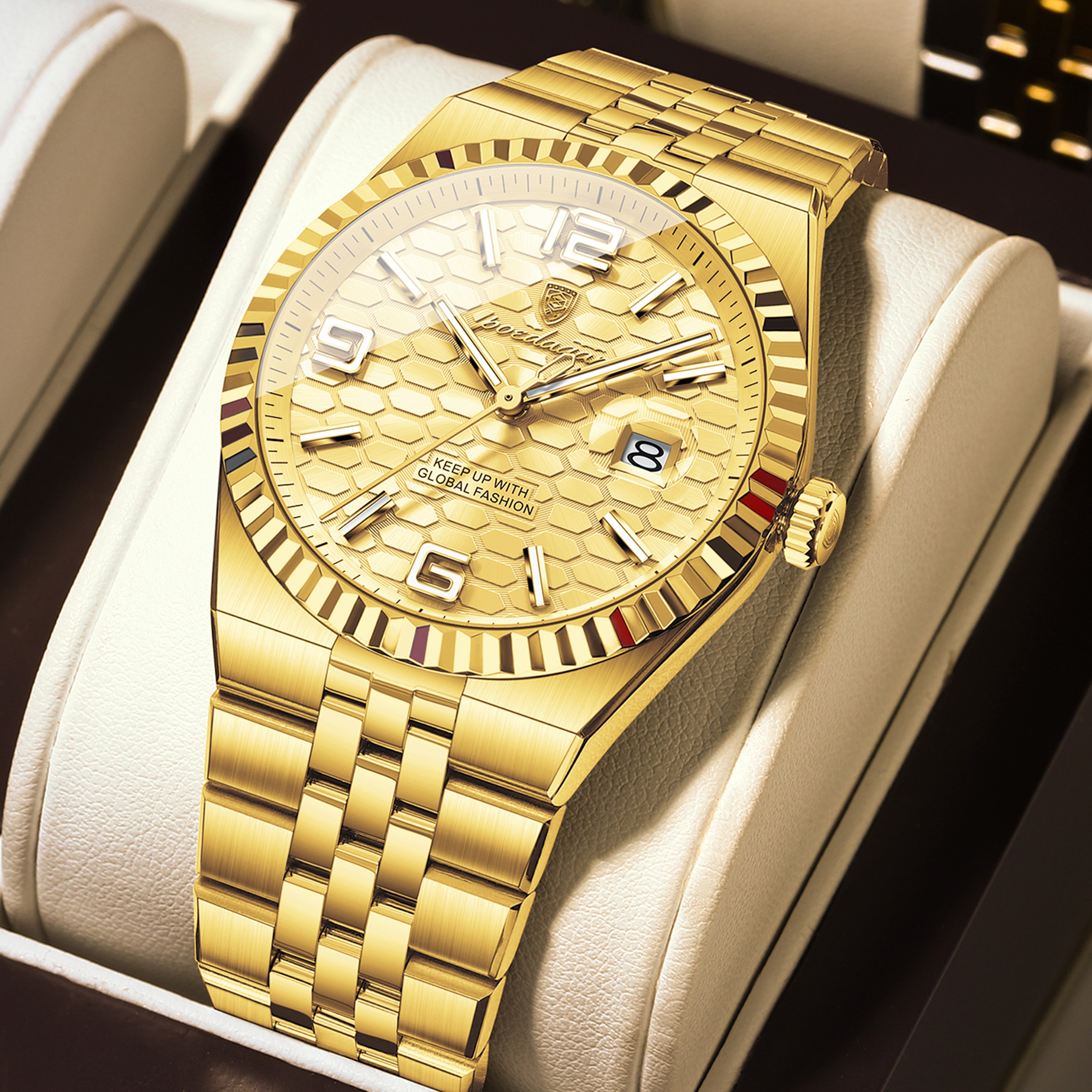Premium Stainless Steel Mens Luxury Quartz Watch Waterproof  Luminous Business Casual Timepiece Wit 11