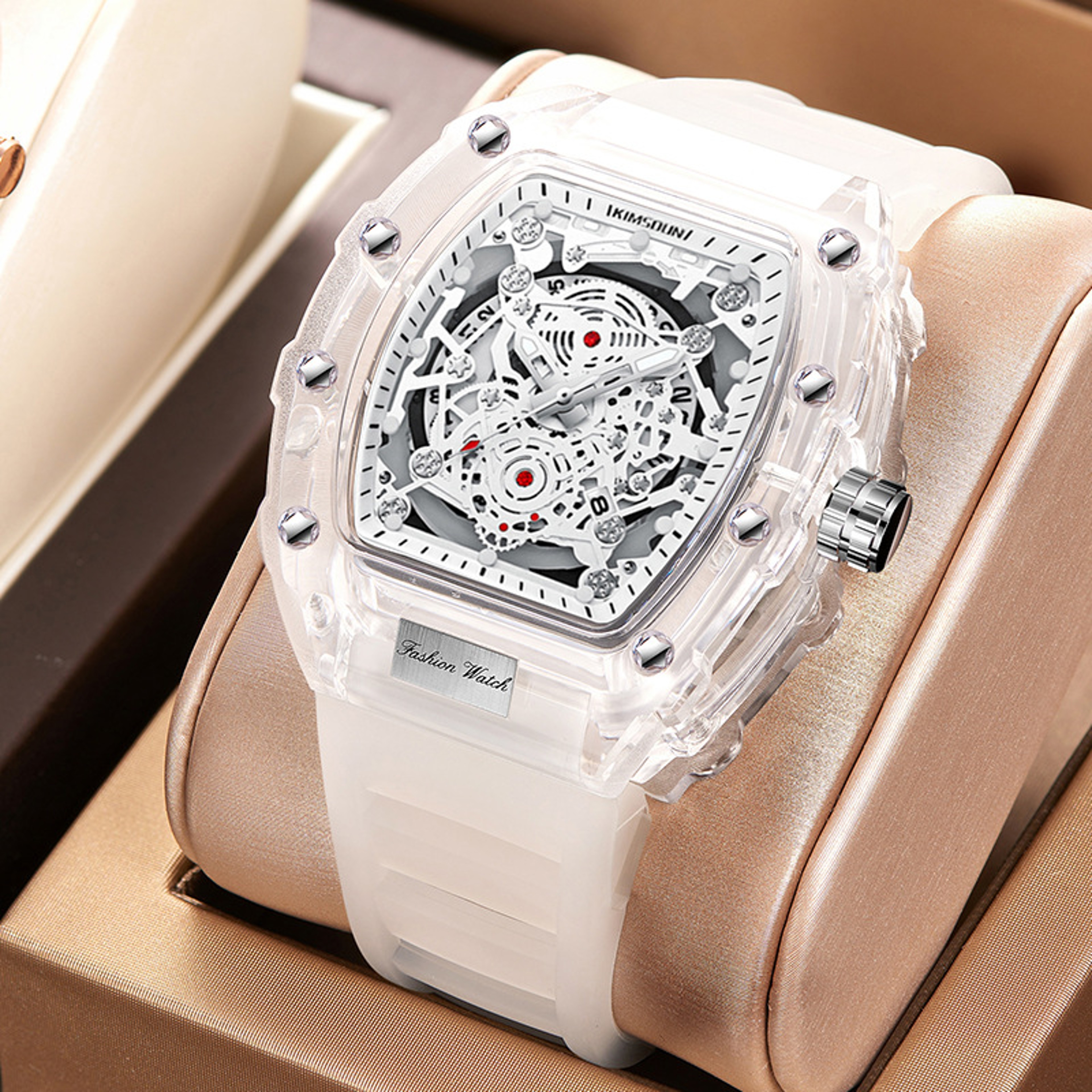 Barrel-Shaped Transparent Quartz Watch – Waterproof Sports Timepiece and Unique Gift for Men – view 2