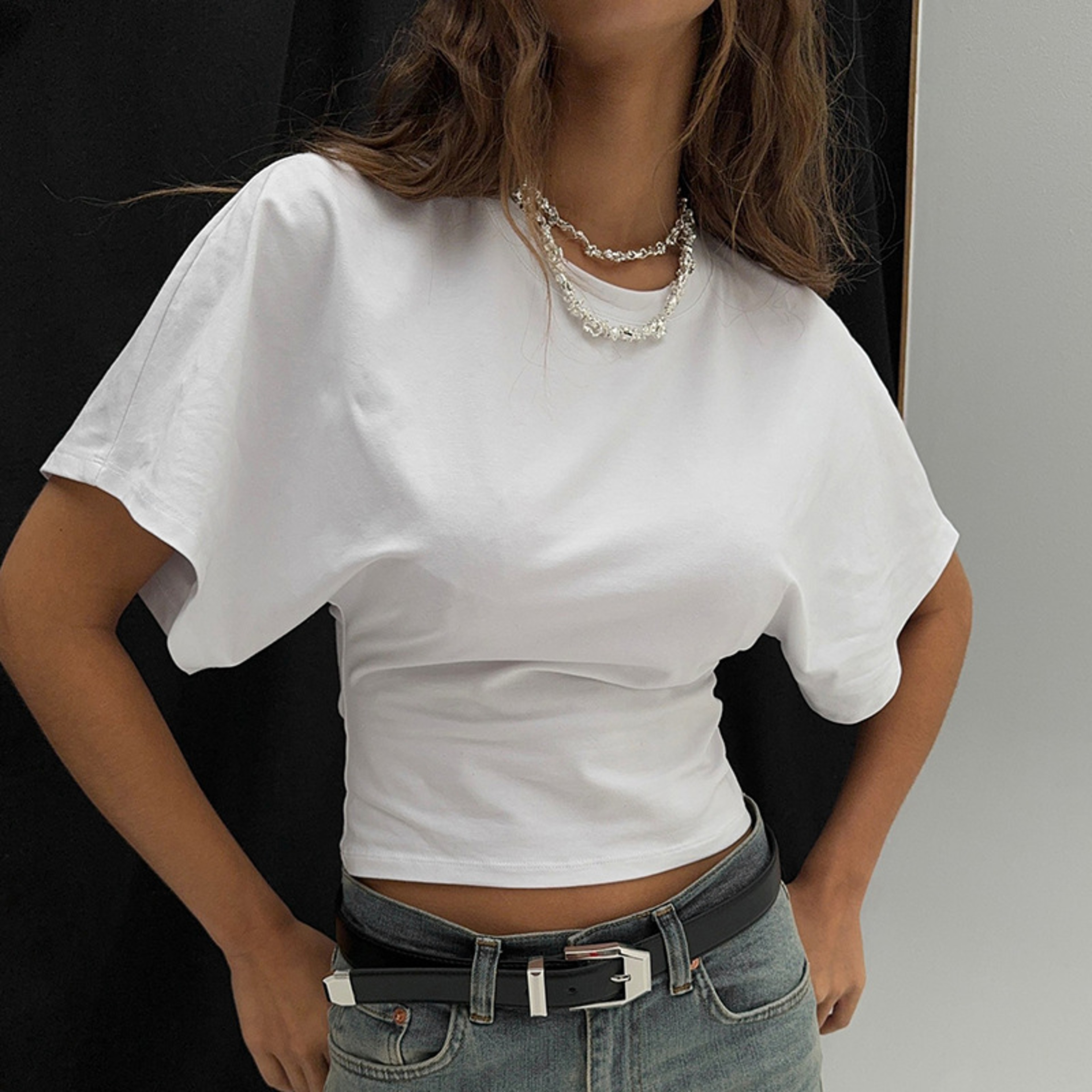 Solid Gray Cropped Corset TShirt For Women 3