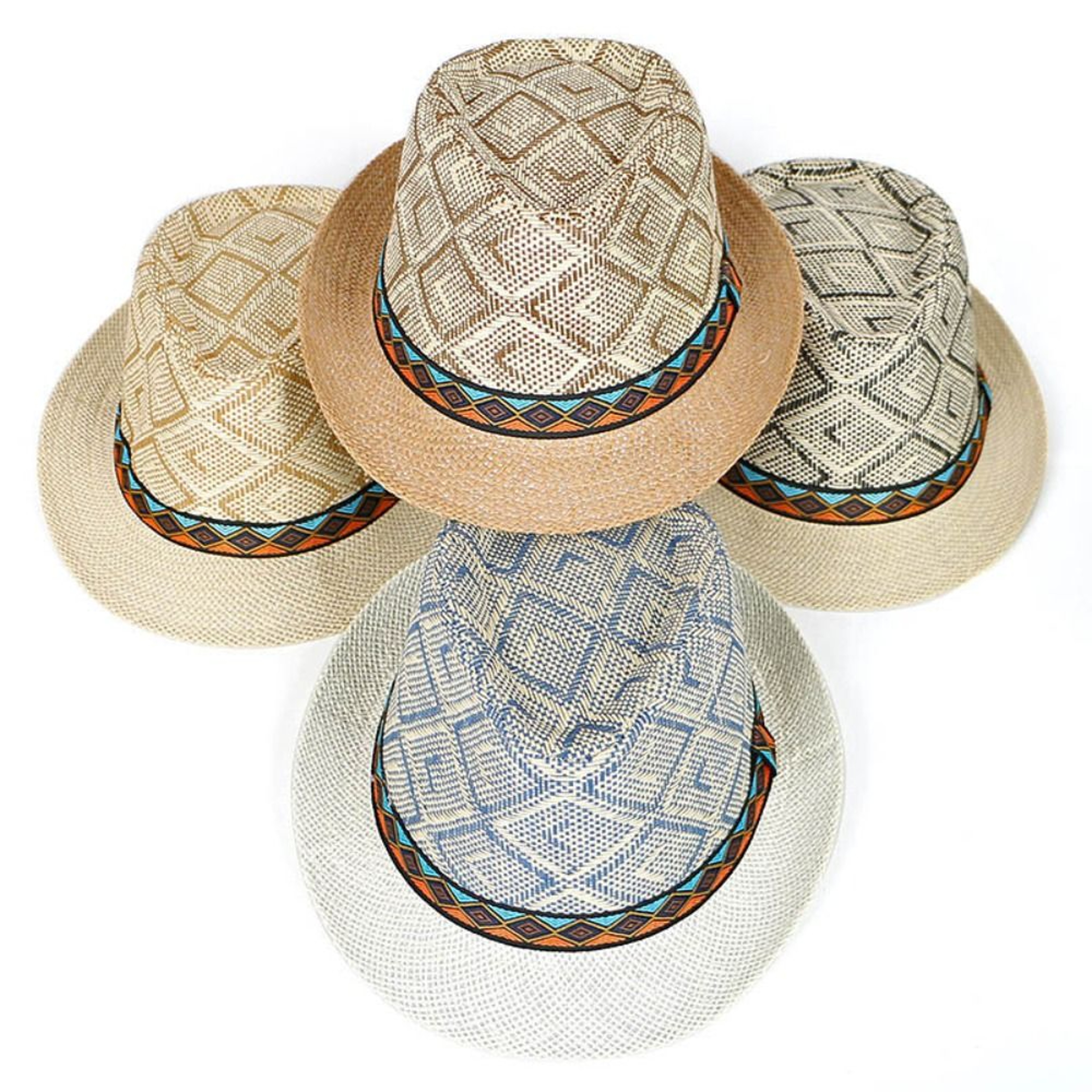 Men's Straw Panama Hat with Plaid Band and Sun Protection – view 3