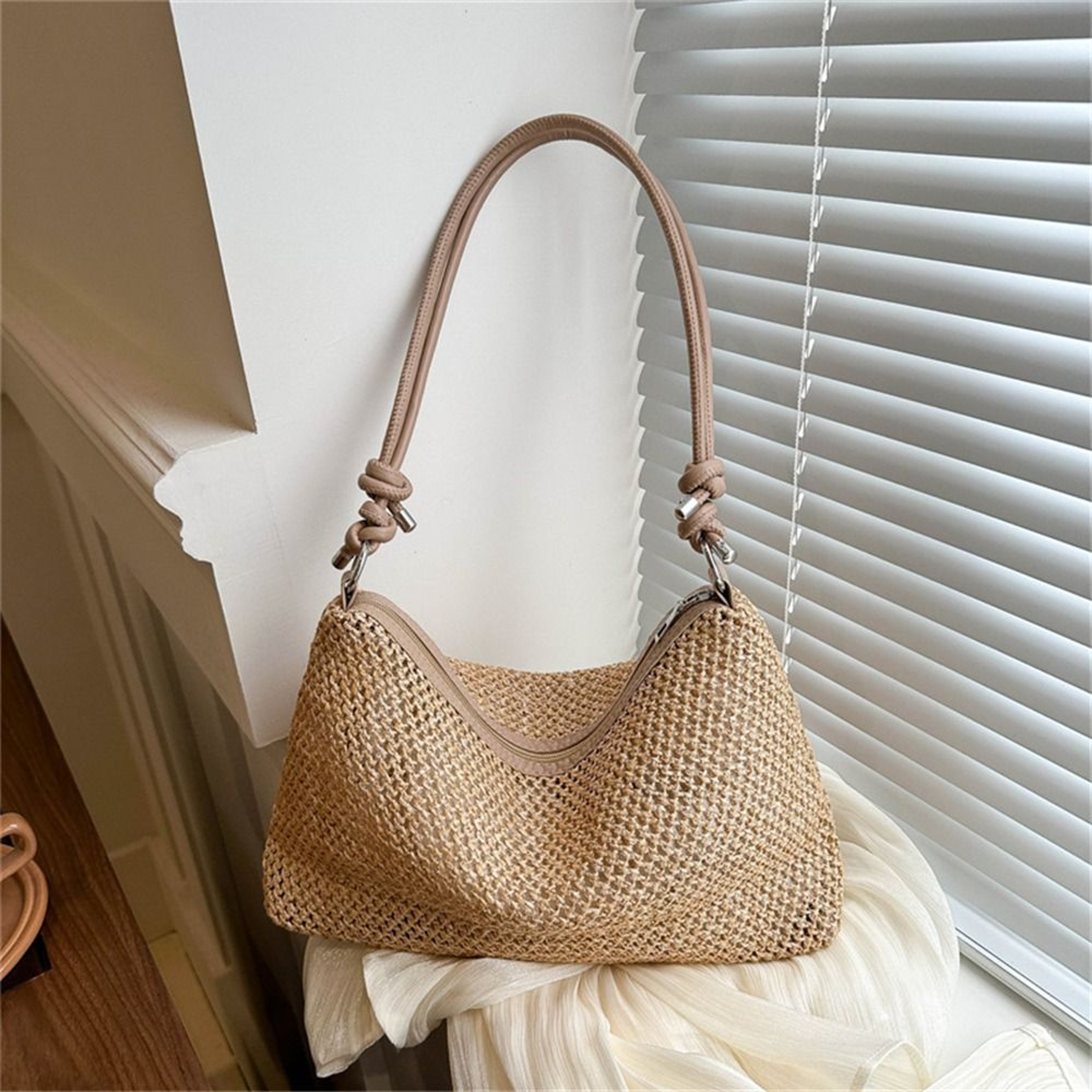 Handmade Woven Rattan Beach Bag – view 1