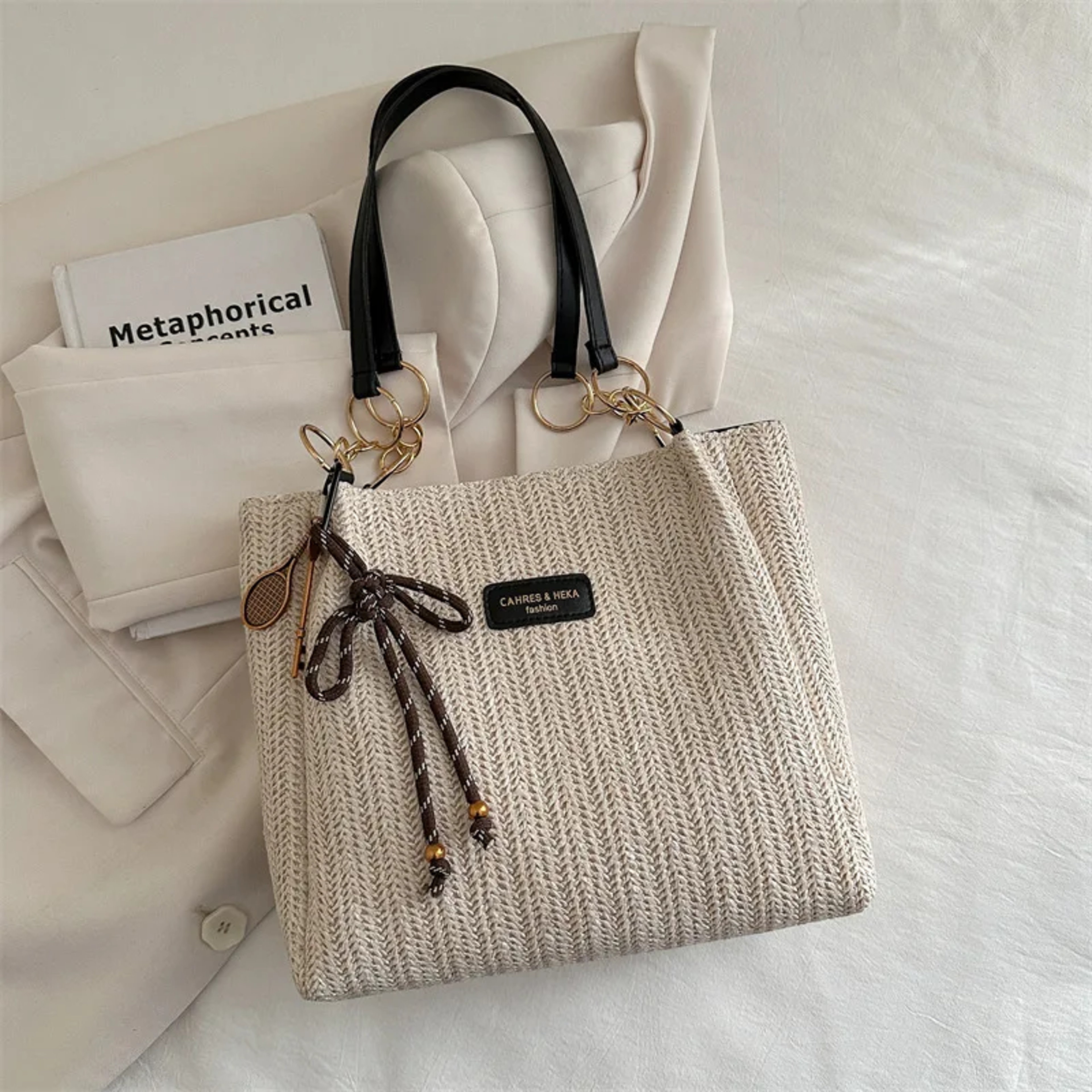 Chic Woven Straw Tote Bag for Women – view 7