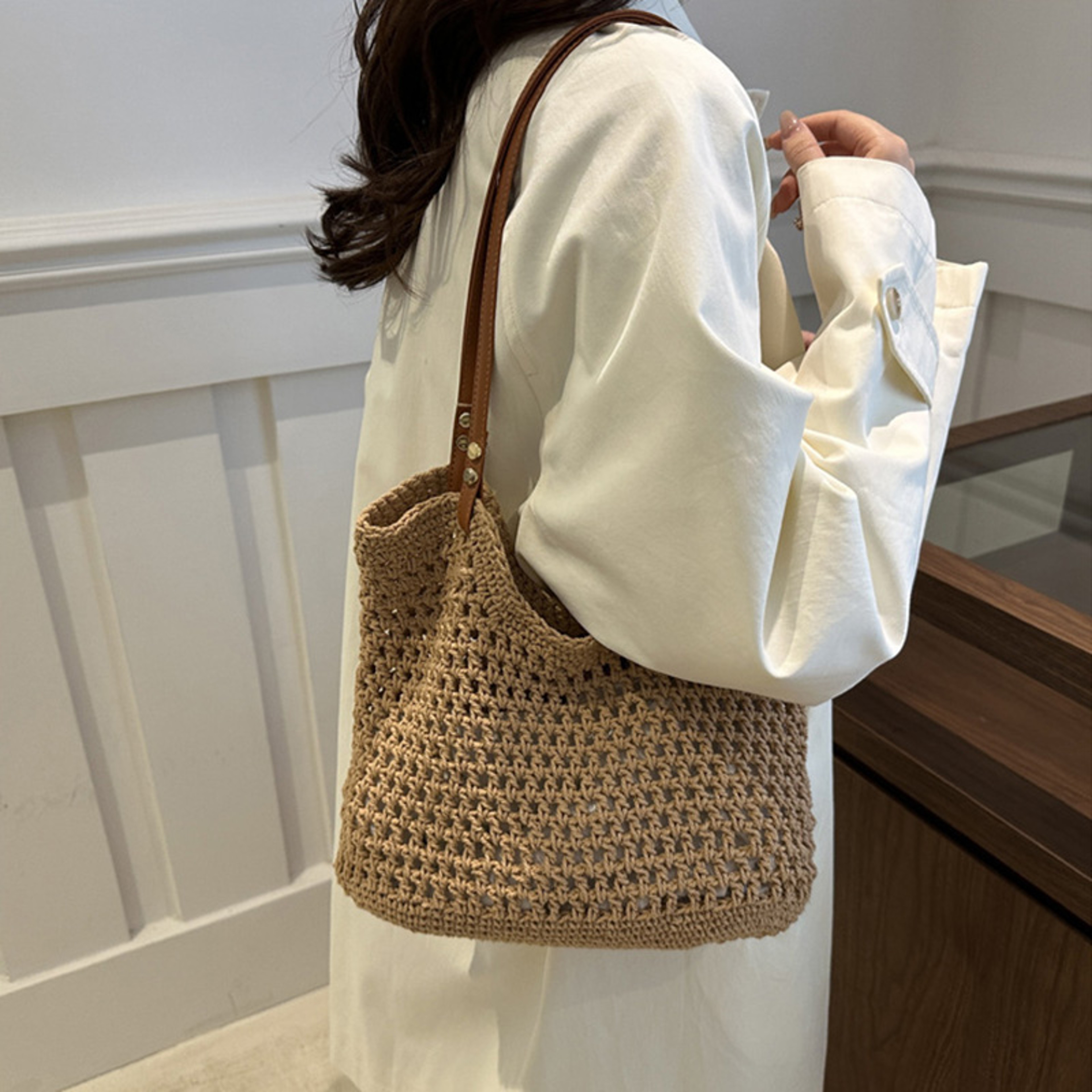 Straw Beach Bag for Women Large Woven Tote – view 4