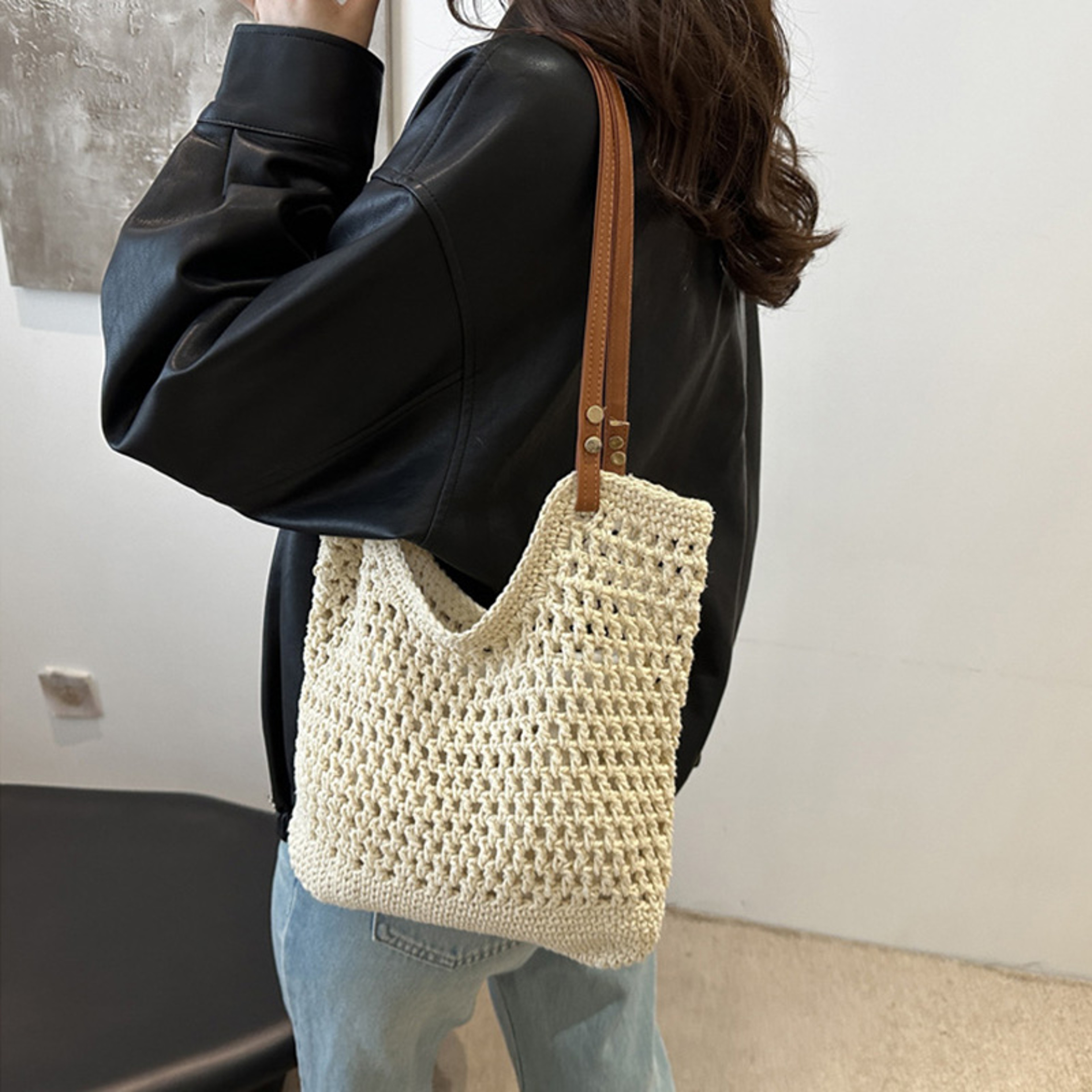 Straw Beach Bag for Women Large Woven Tote – view 5