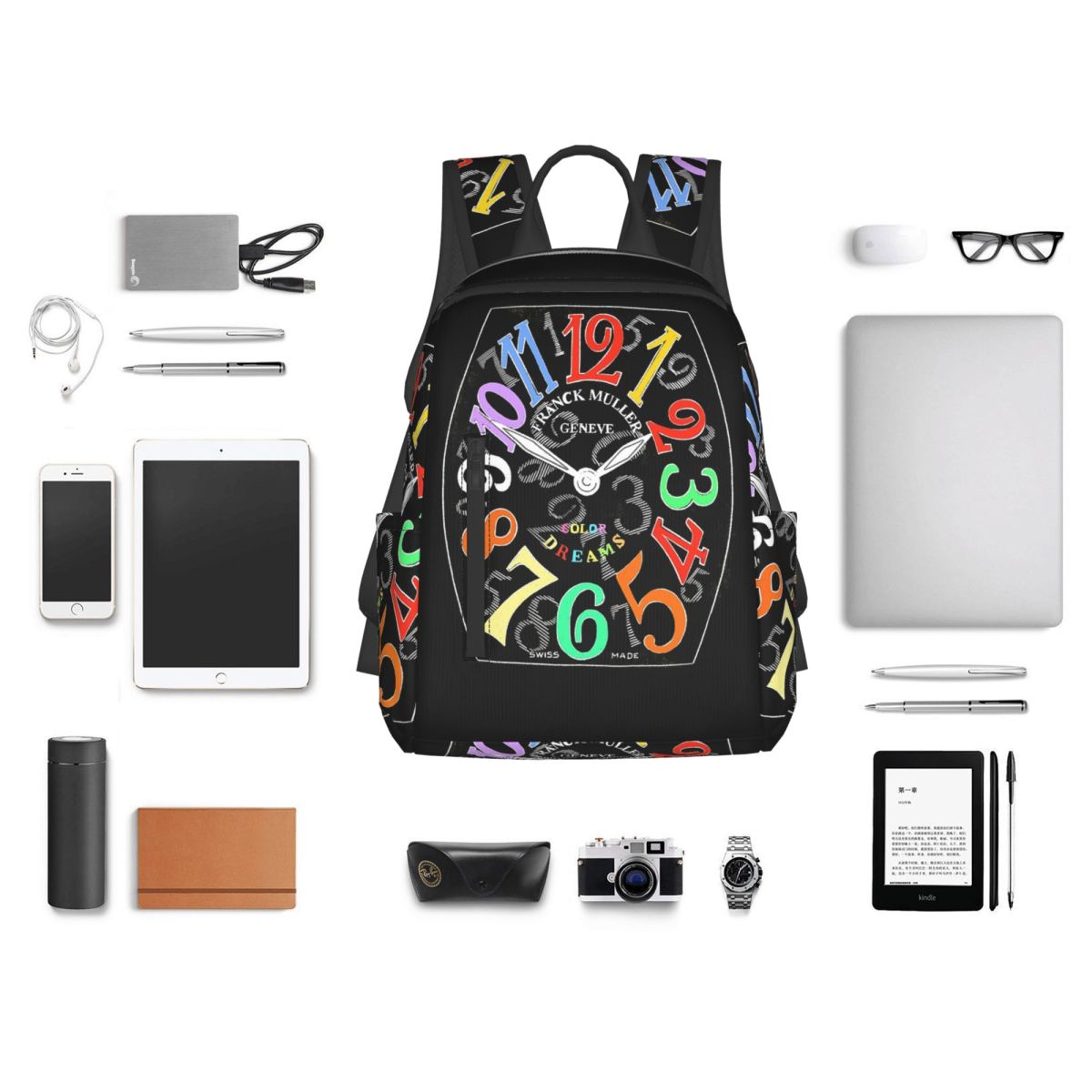 Color Dreams Watch Face Artistic Backpack Large Capacity School BookBag 5