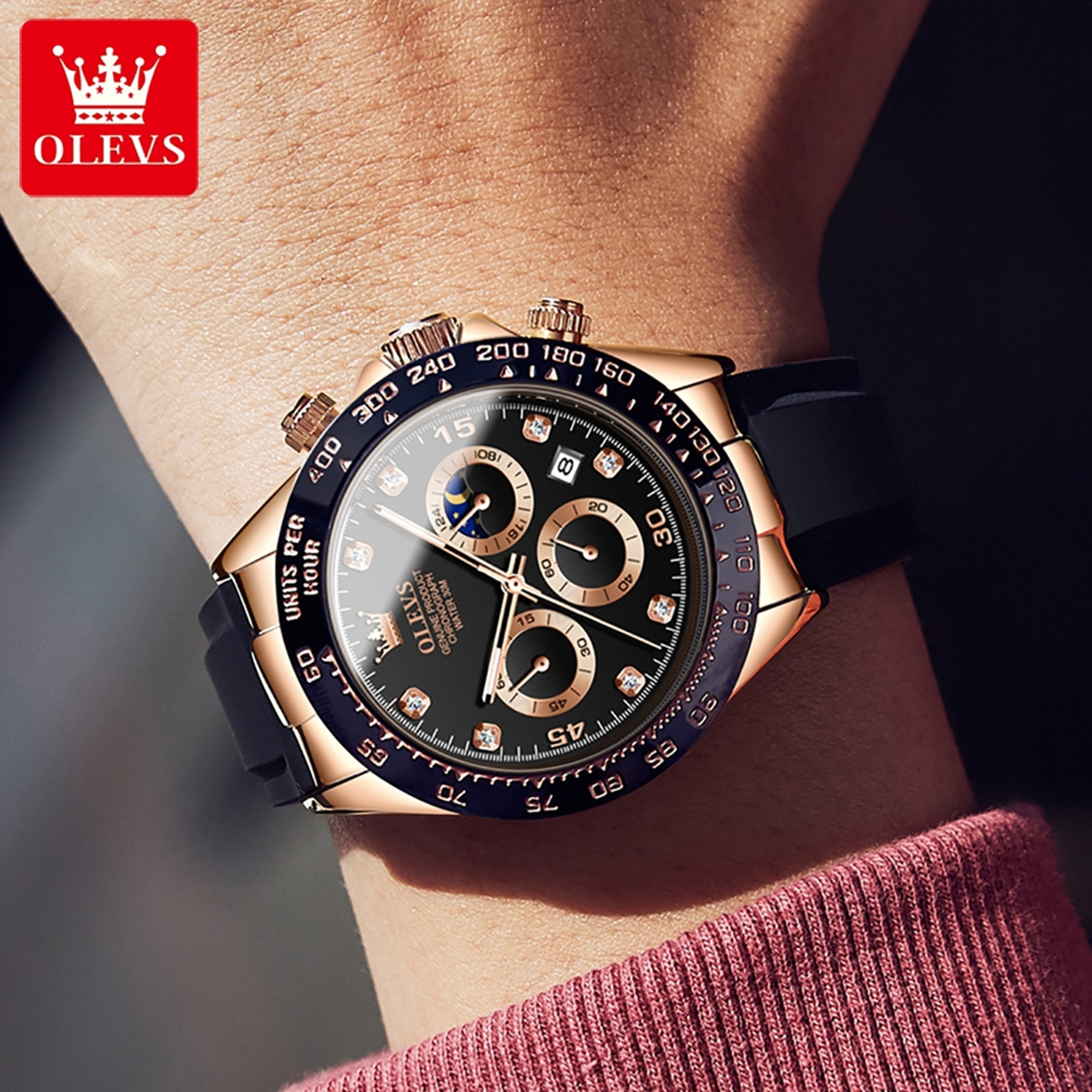 OLEVS Luxury Men Quartz Watch Waterproof Sports Calendar Wristwatch 4