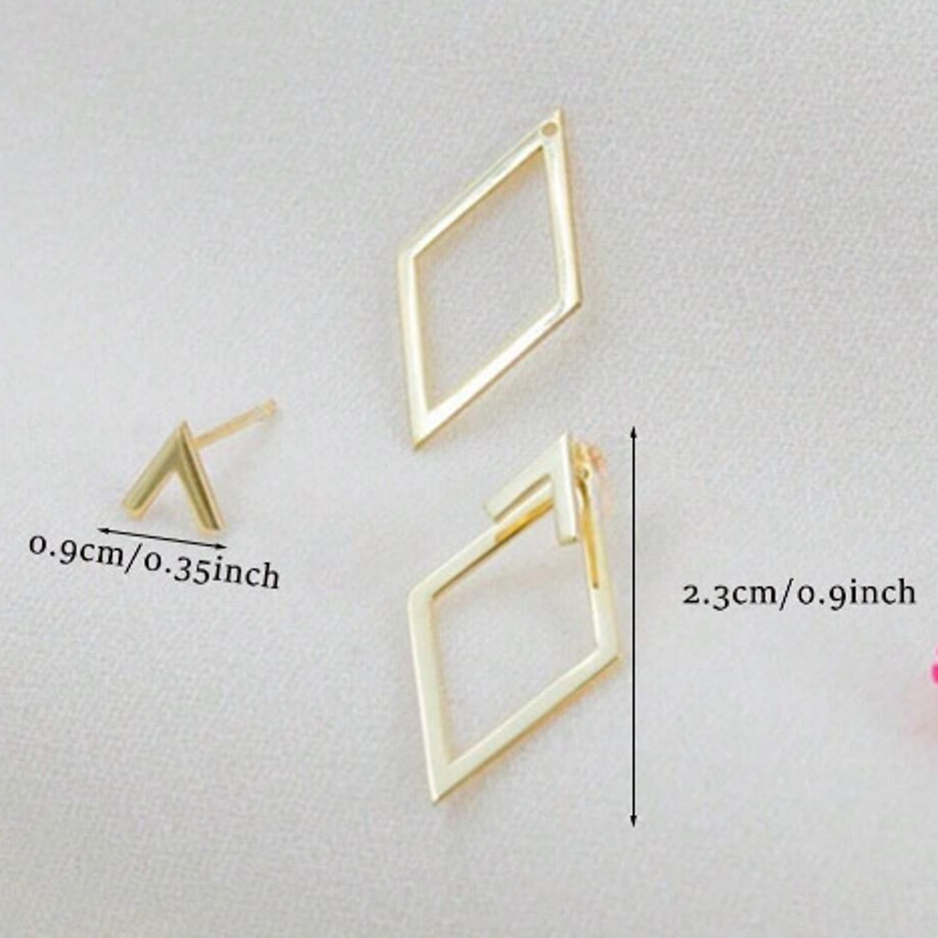 Geometric Square Detachable Triangles Stud Earrings For Women – view 4