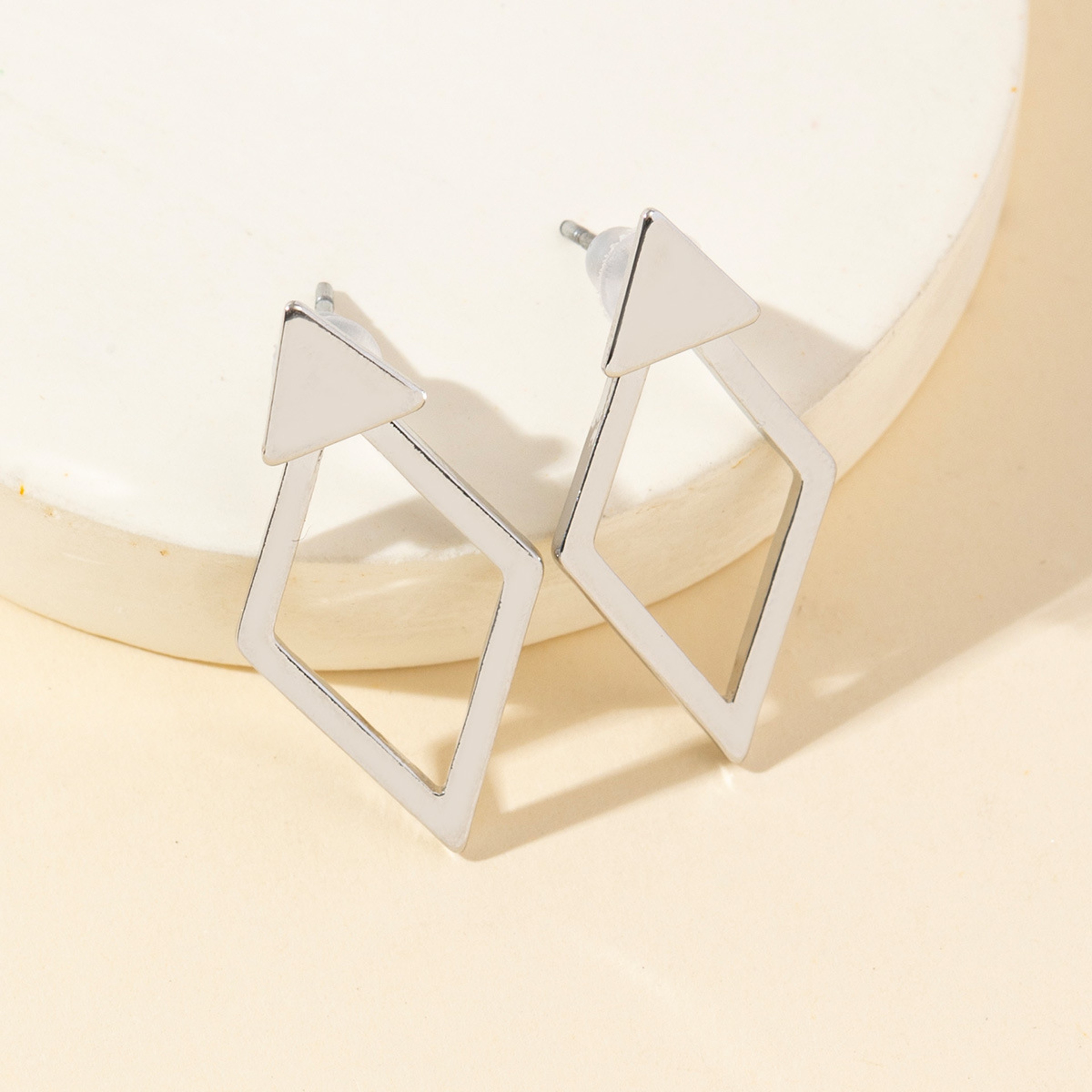 Geometric Square Detachable Triangles Stud Earrings For Women – view 7