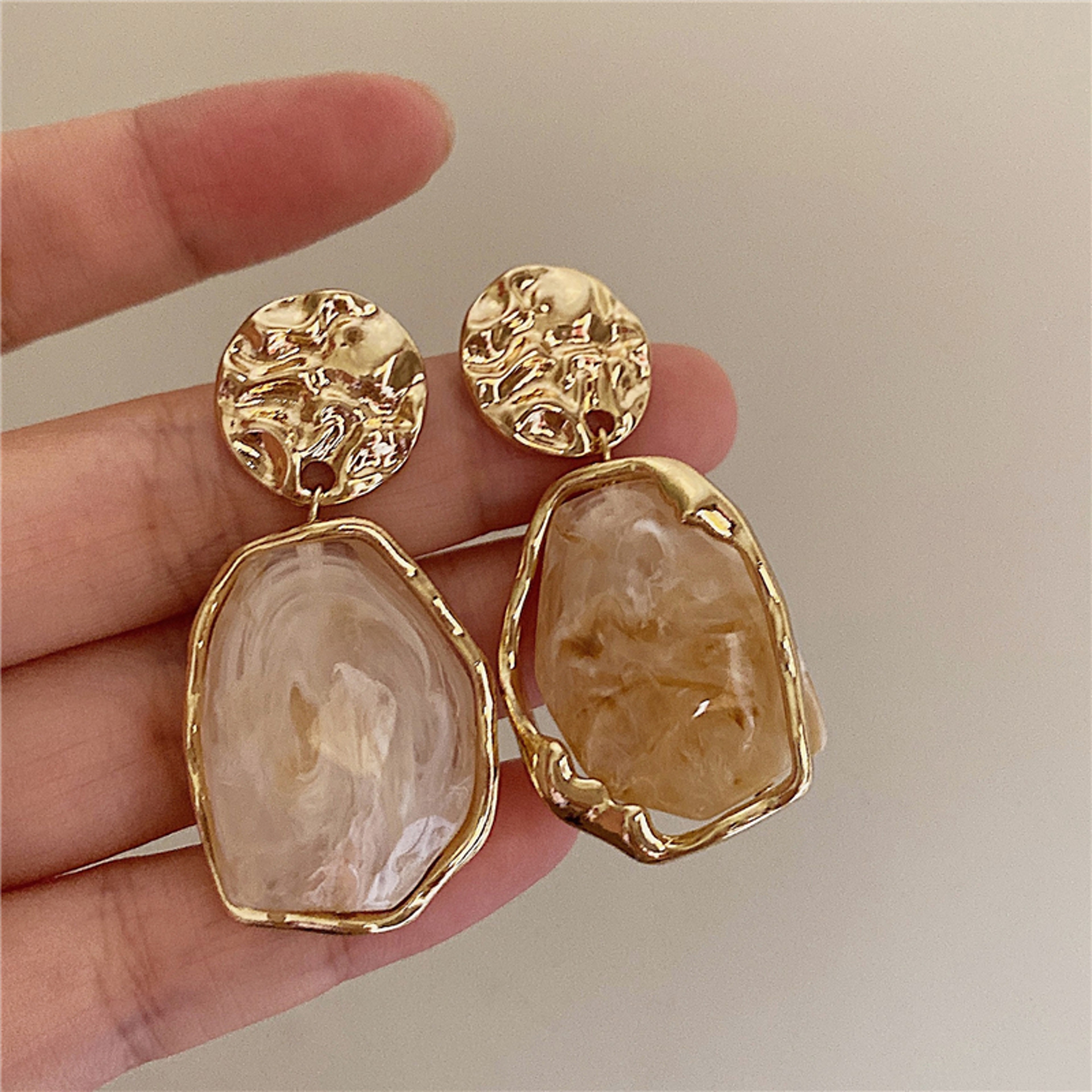 Korean Geometric Resin Stud Earrings for Women – view 2