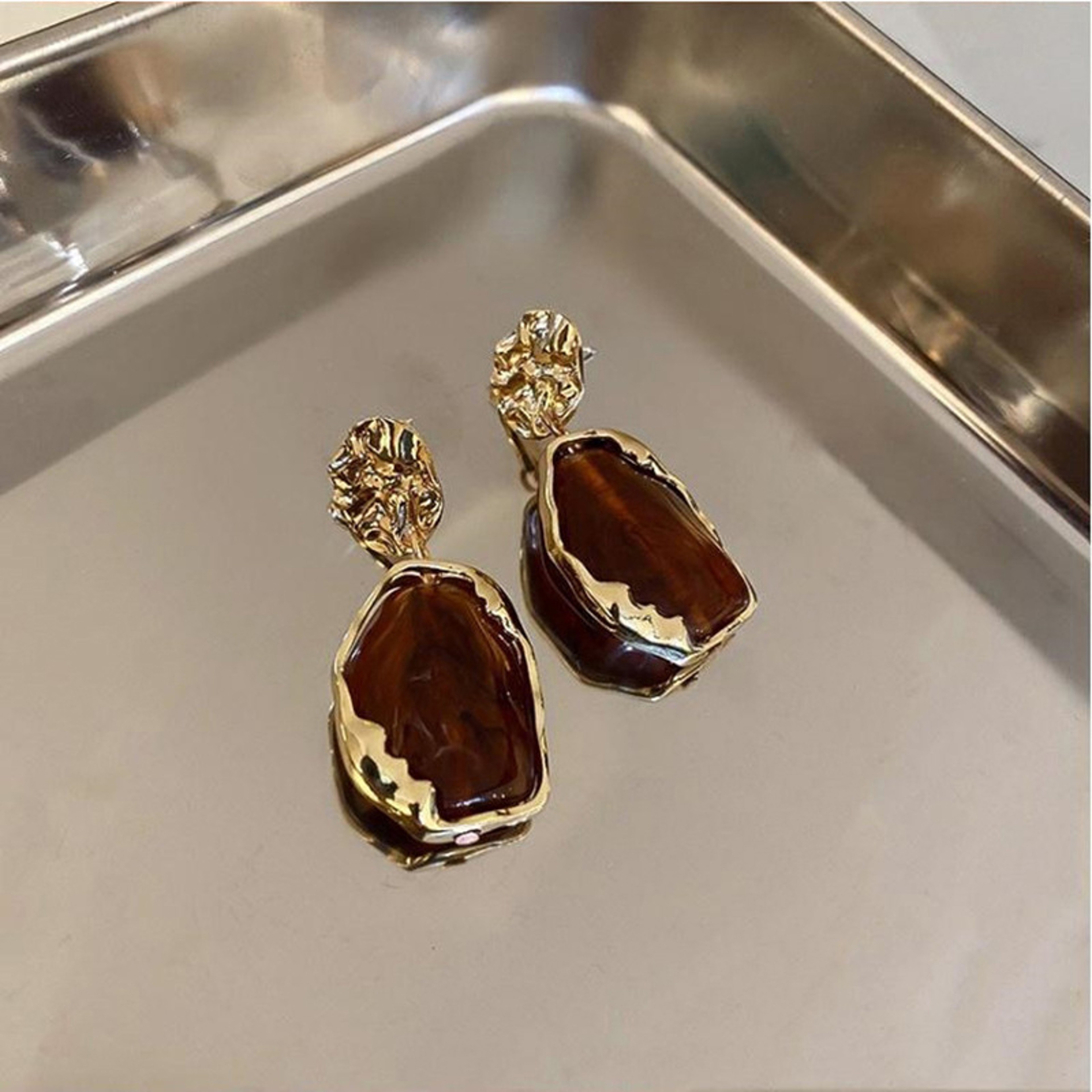 Korean Geometric Resin Stud Earrings for Women – view 5