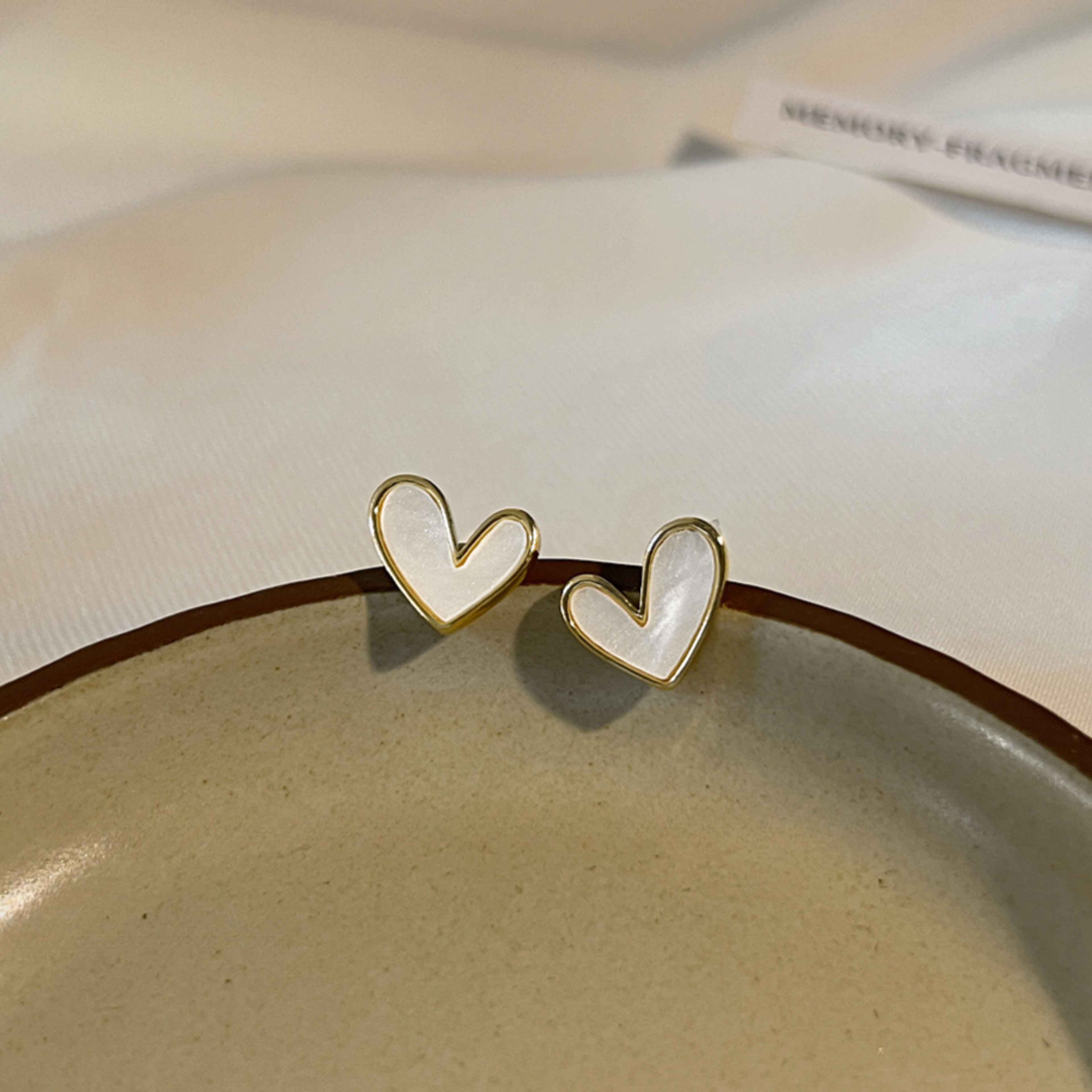 Vintage Heart Shaped Blue White Love Stud Earrings – view 7
