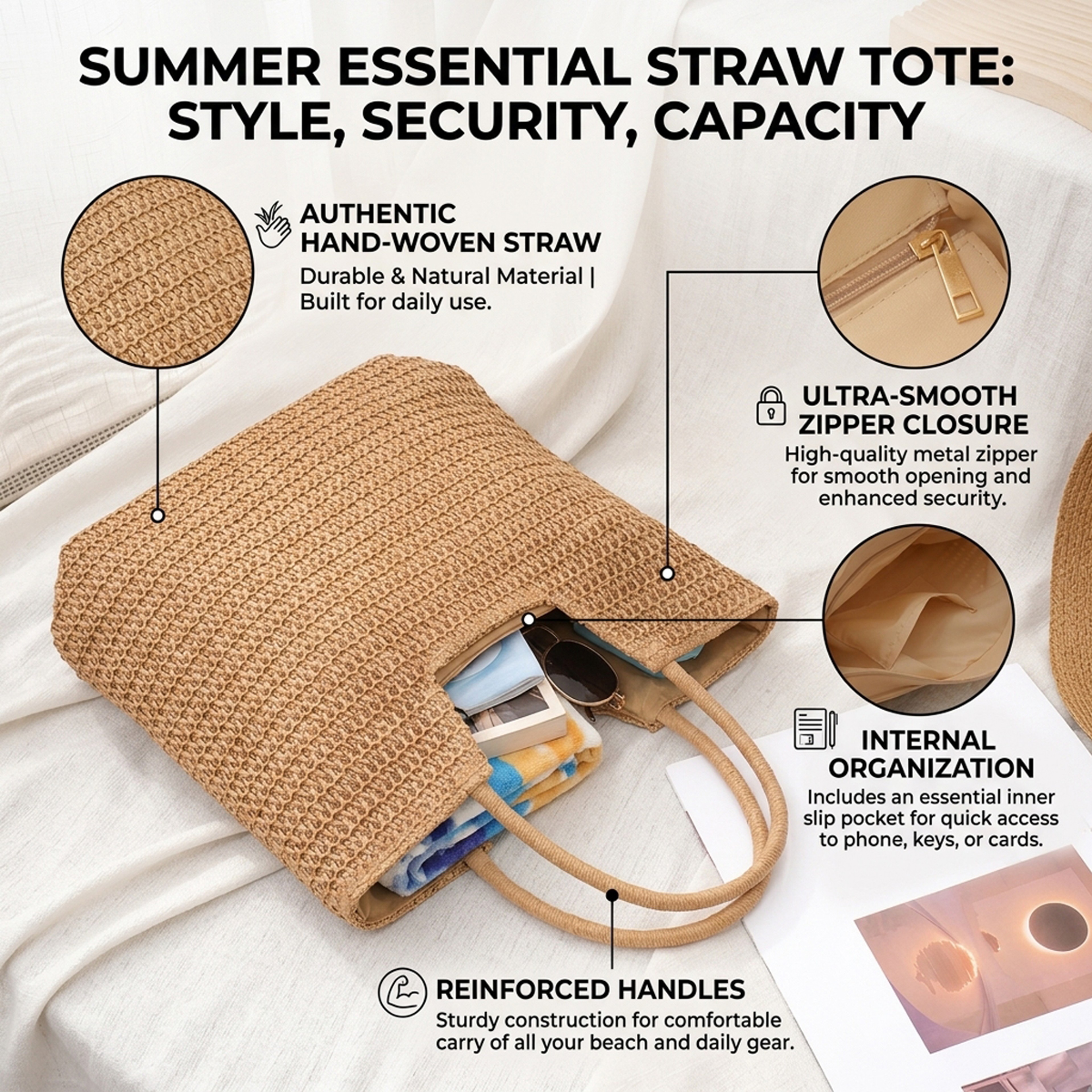 Handmade Straw Beach Tote Bag – view 2