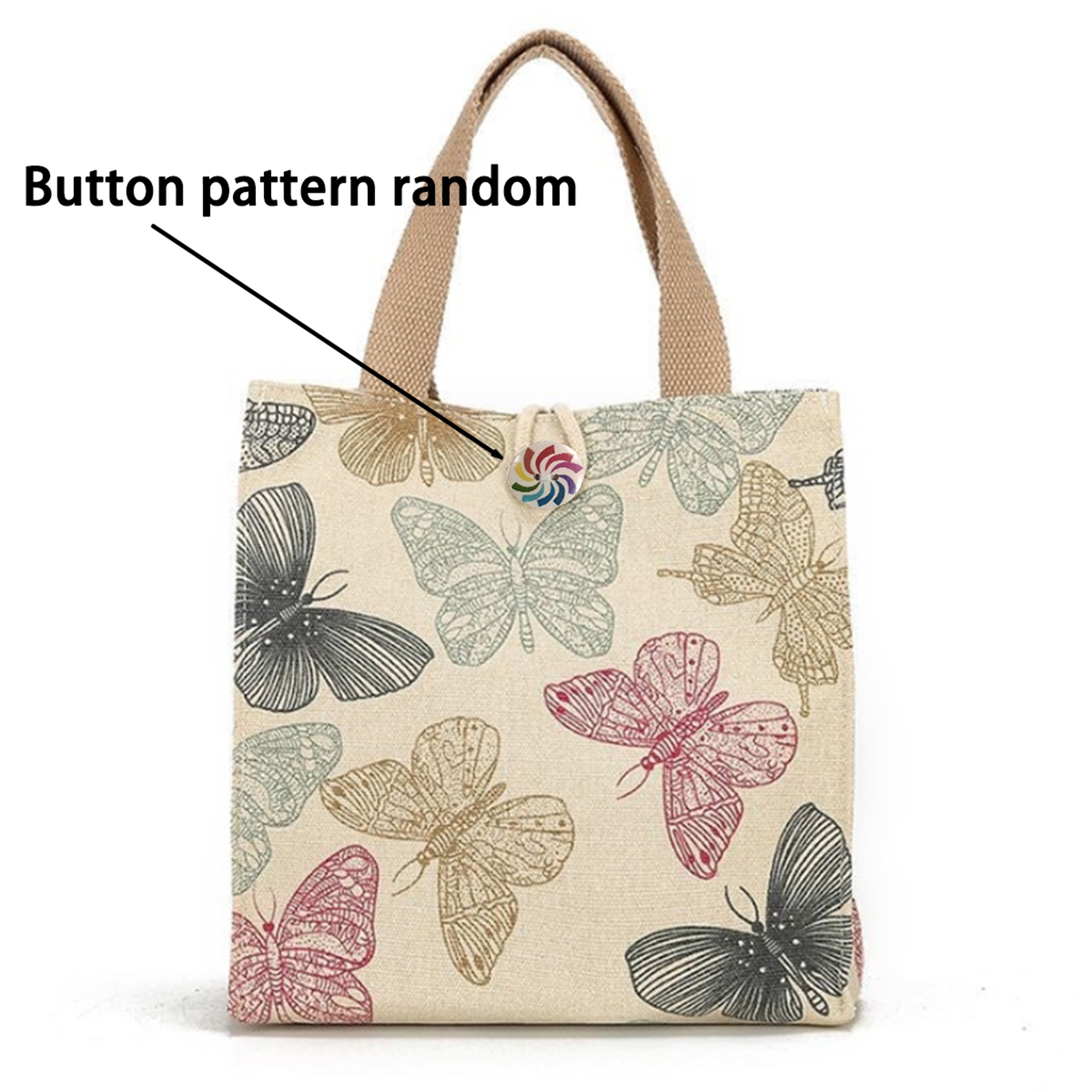 Aesthetic Butterfly Print Canvas Lunch Bag 3
