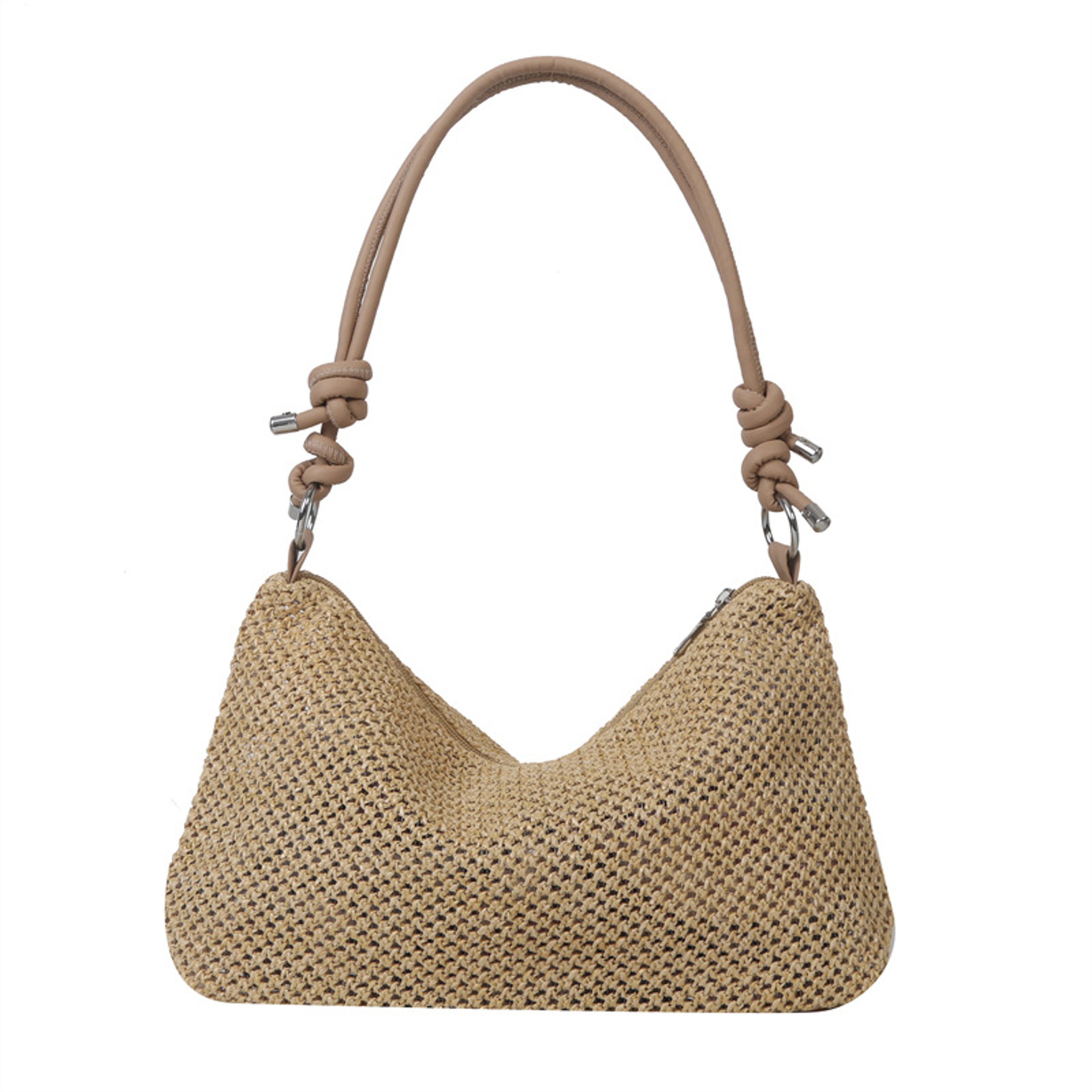 Chic Straw Woven Shoulder Bag with Knotted Handles – view 10