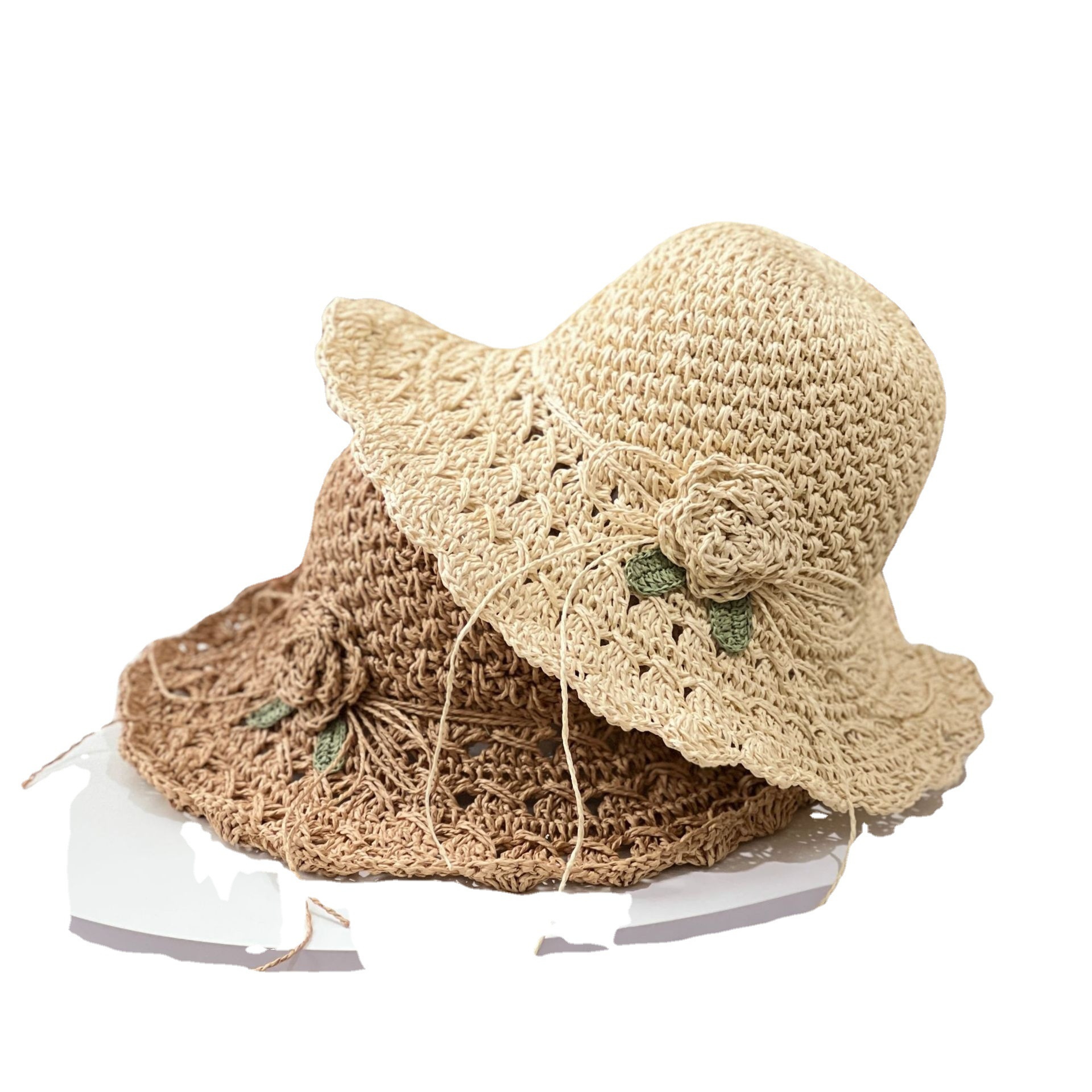 Handwoven Floral Summer Straw Hat 2