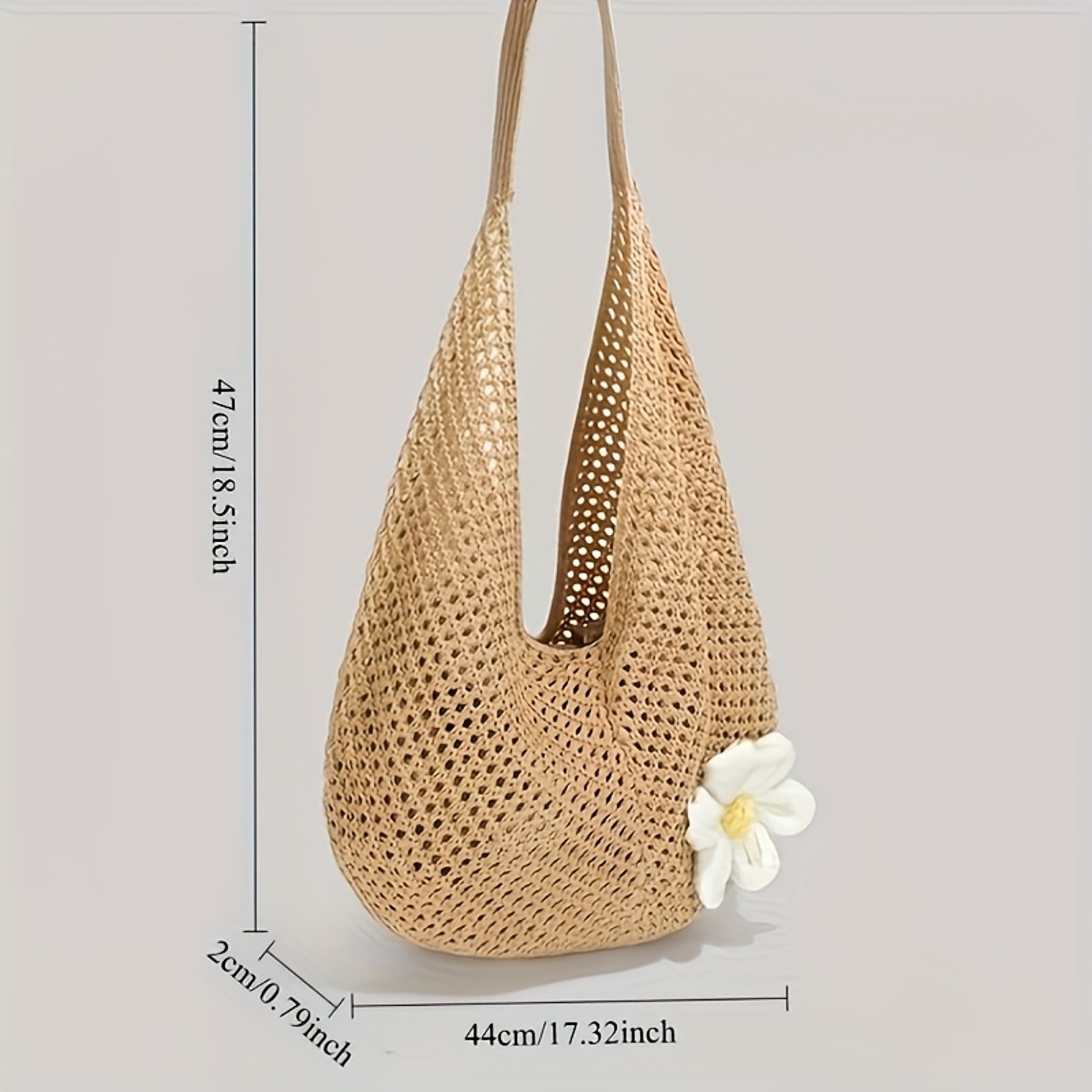 Cotton Woven Tote Bag and Shoulder Handbag for Beach Vacation and Leisure – view 6
