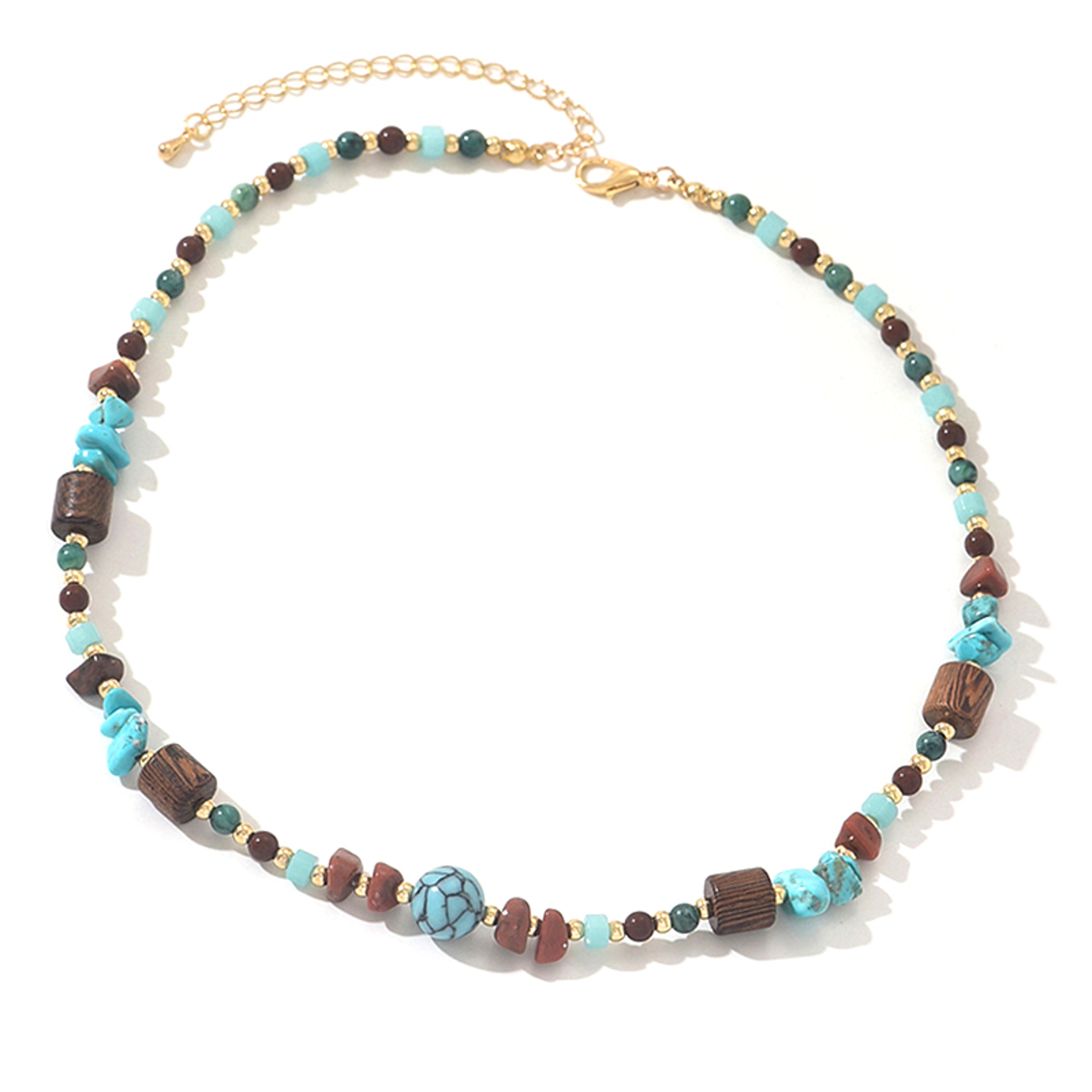 Boho Wooden Statement Necklace With SemiPrecious Stones 4