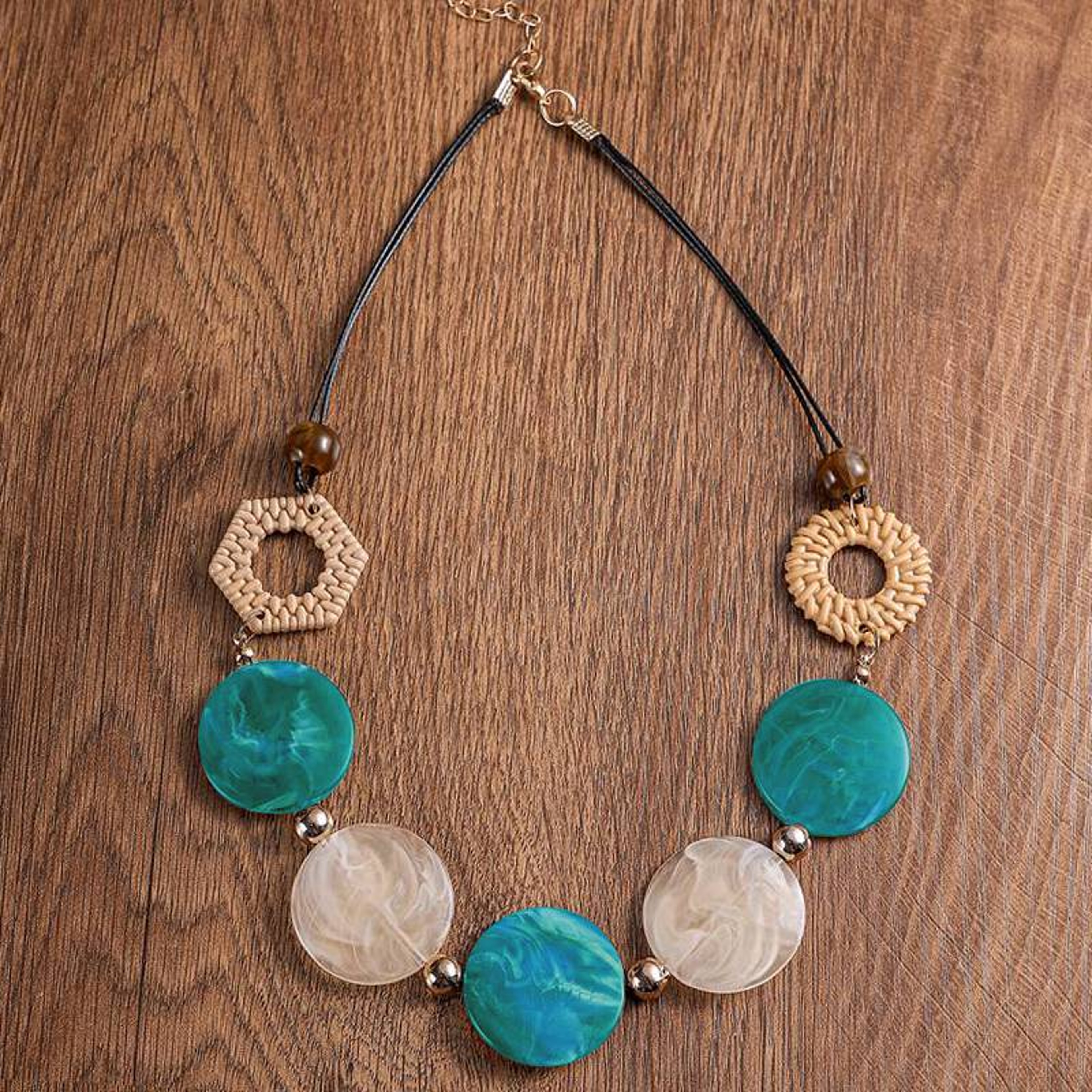 Vintage Geometric Acrylic Statement Necklace – view 9
