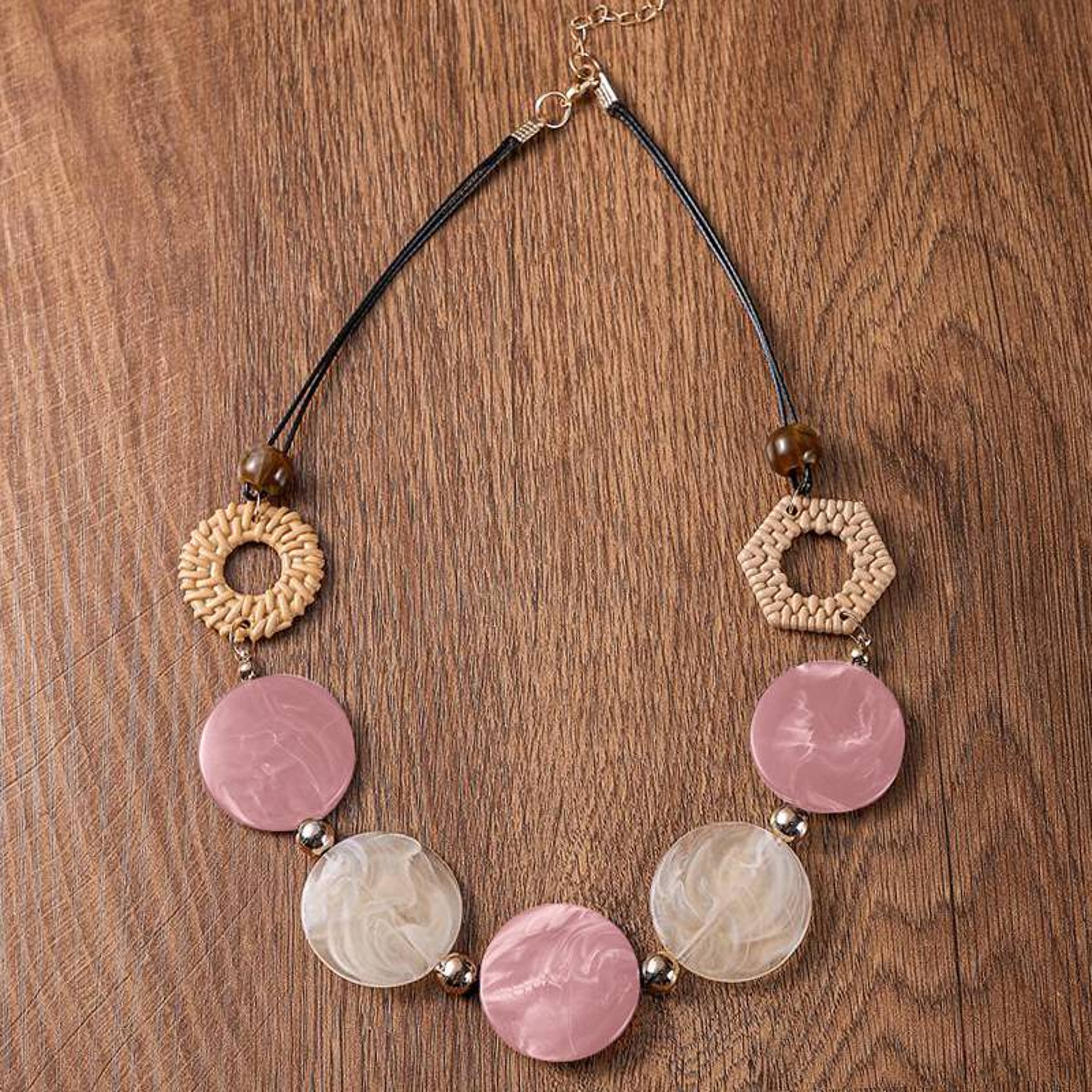Vintage Geometric Acrylic Statement Necklace – view 12