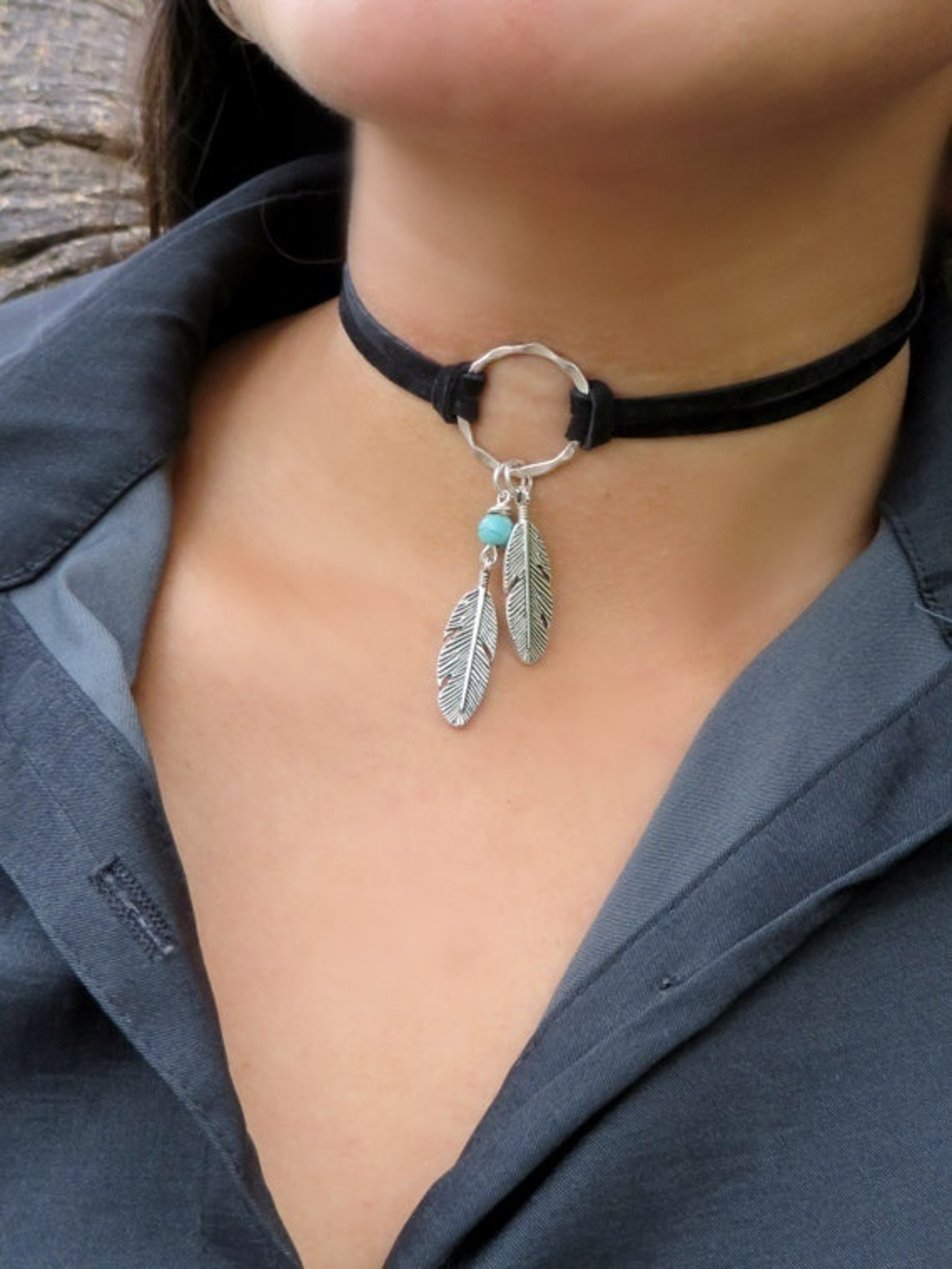 Turquoise Beaded Choker Necklace For Women Boho Gemstone Jewelry 3
