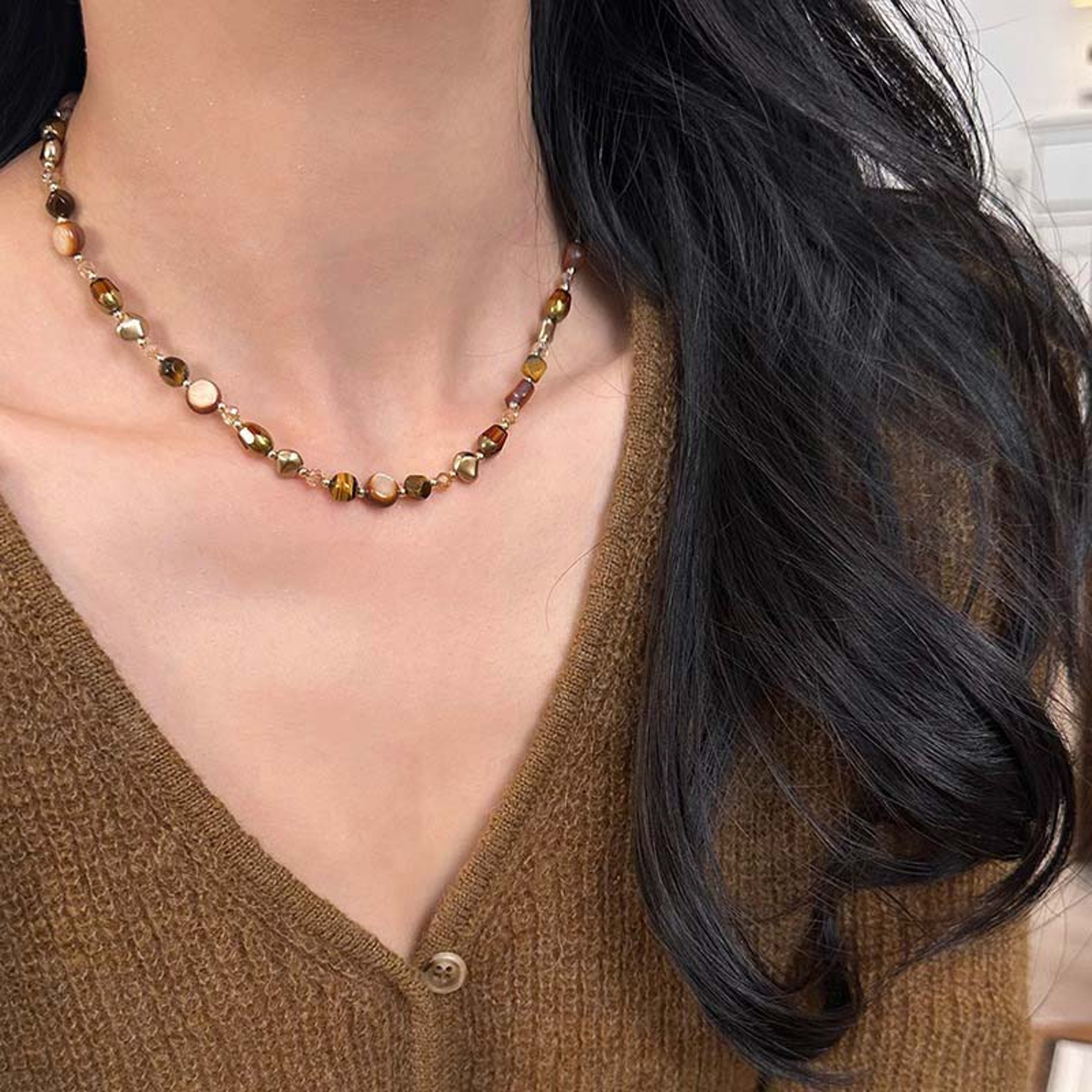 Natural Tiger Eye Stone Choker – view 7