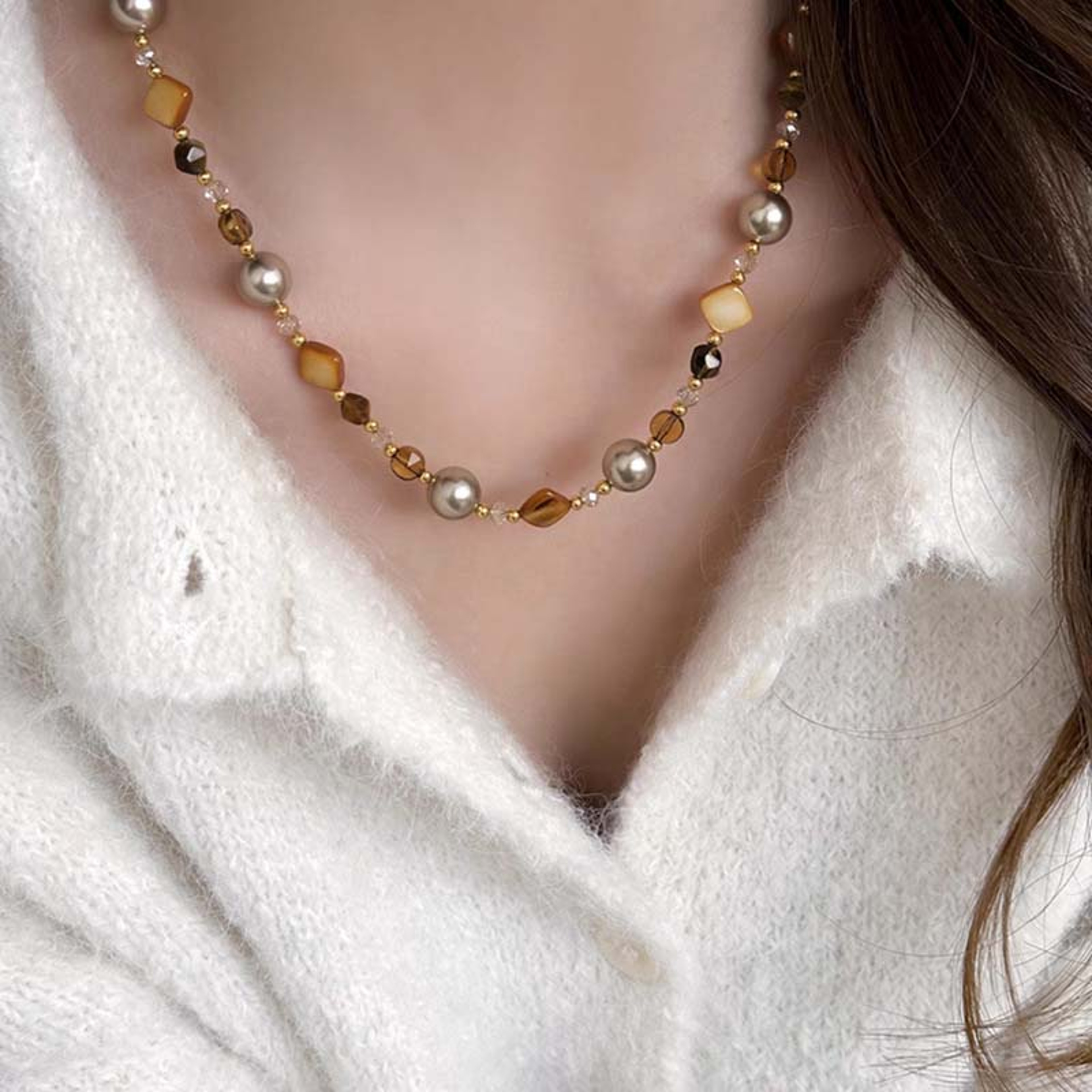 Natural Tiger Eye Stone Choker – view 8