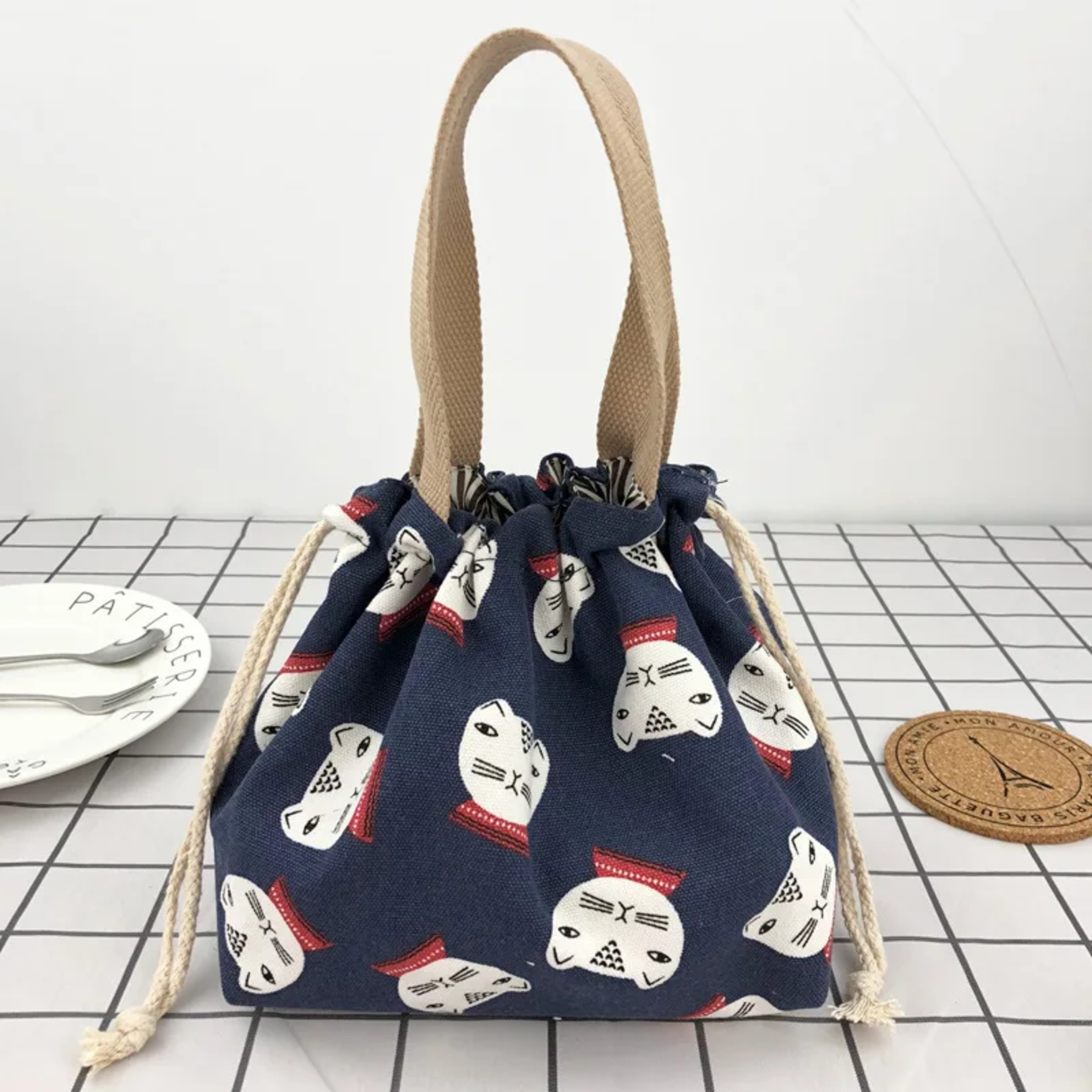 Japanese Retro Canvas Bento Bag for Anime Fans and Daily Lunch – view 9