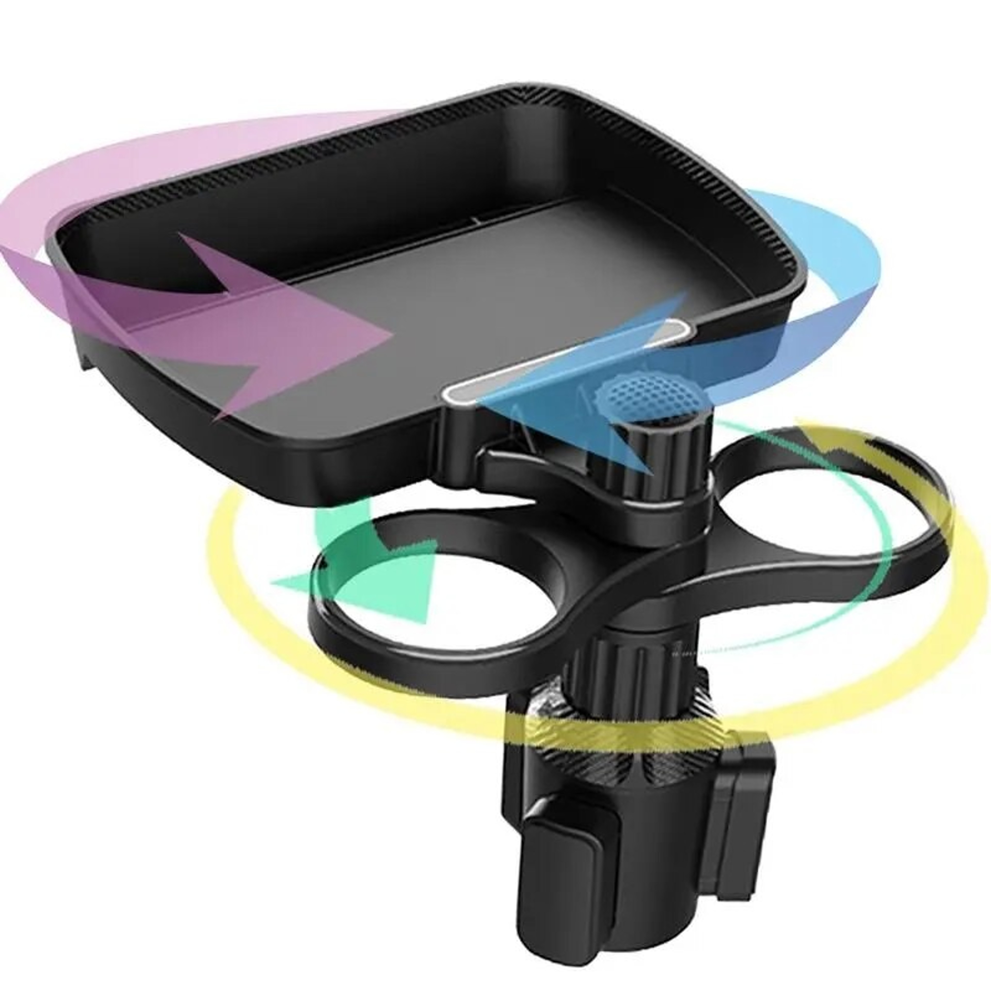 Adjustable Dual Cup Holder Expander For Rotating Multifunctional Car Seat Tray Drink Holder 1