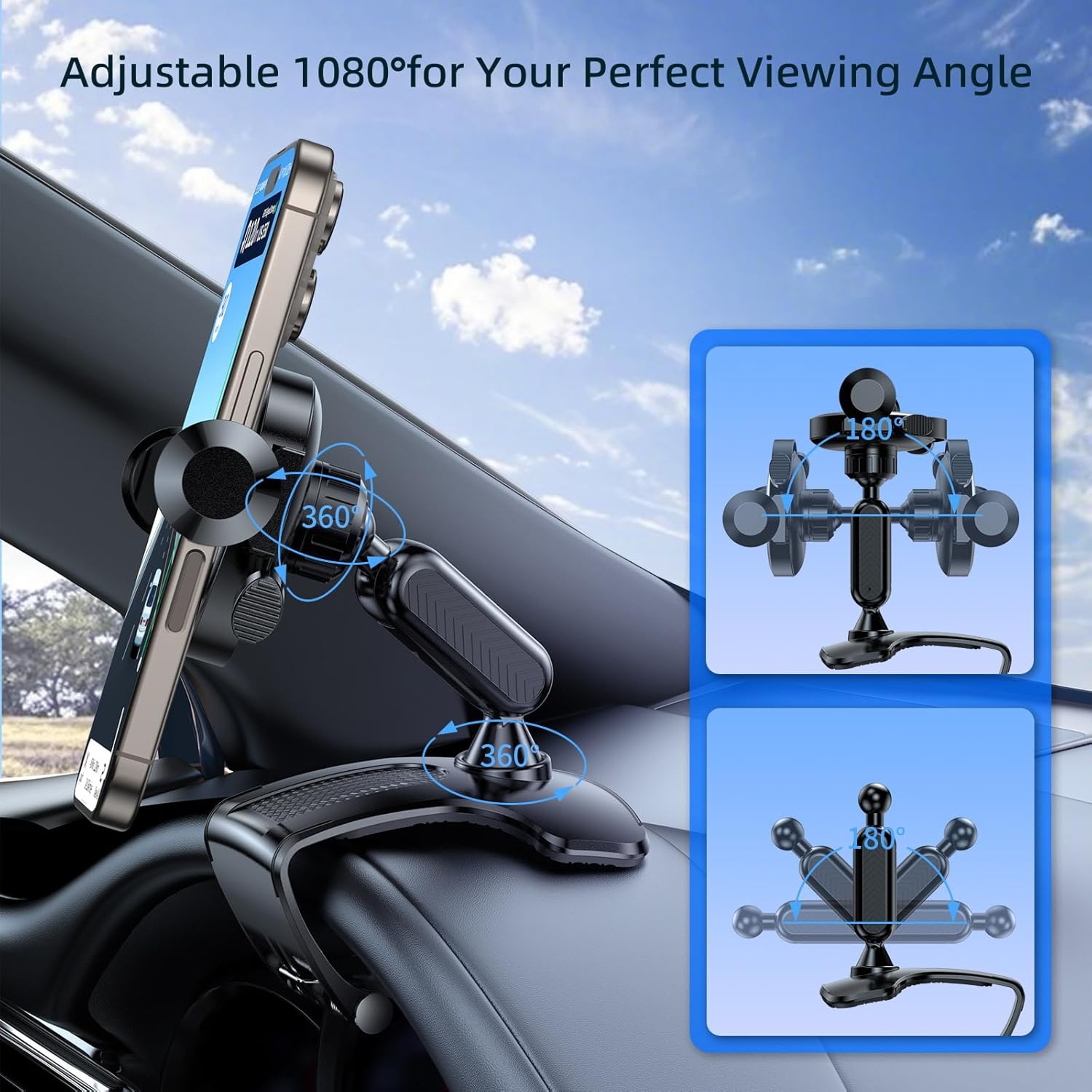 Clip Mount Stand for Car, Dashboard Cell Phone Holder, Convenient and Secure – view 3