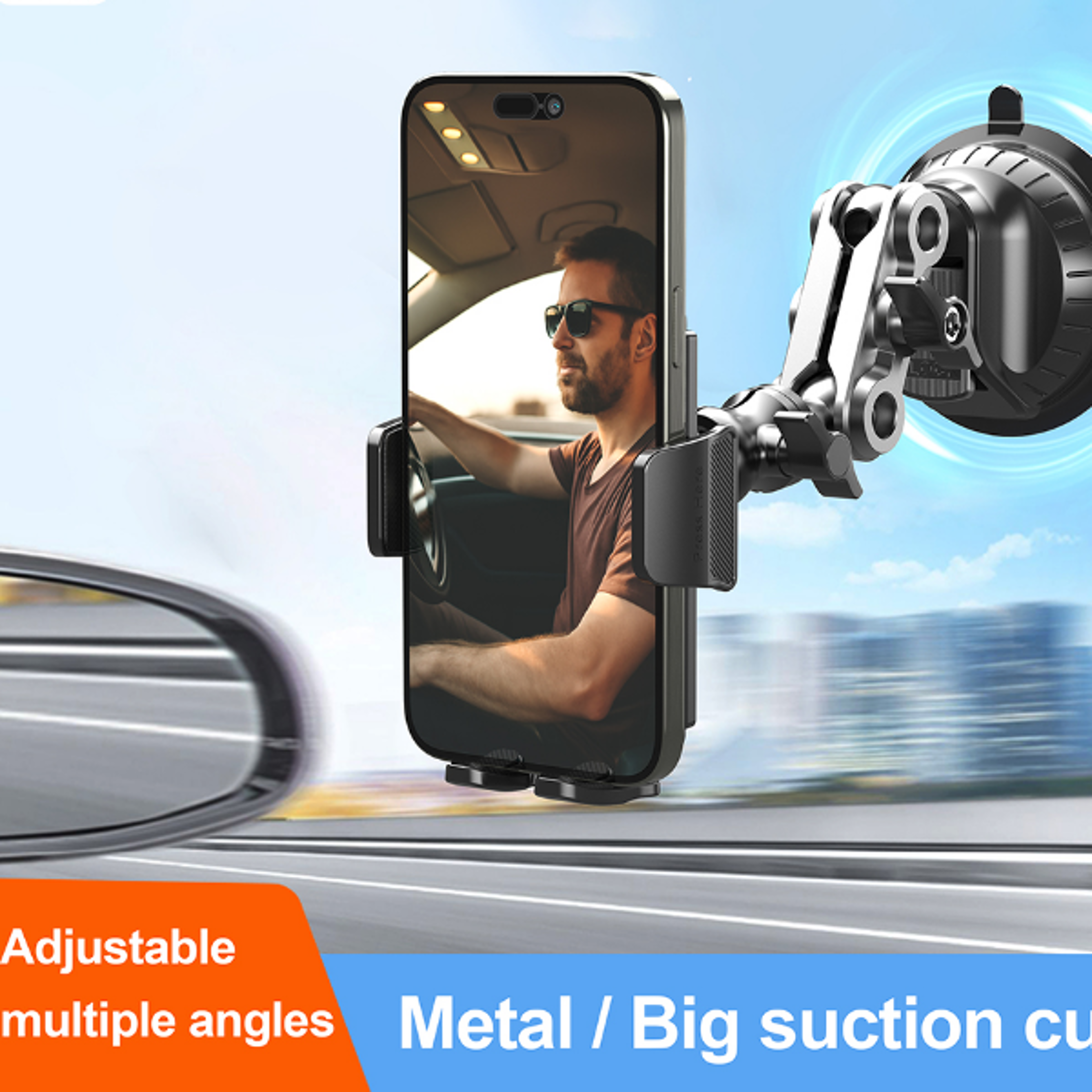 LRBH Car Phone Mount Video Recording Universal Magic Arm Suction Car Phone Holder Mount Windshield W