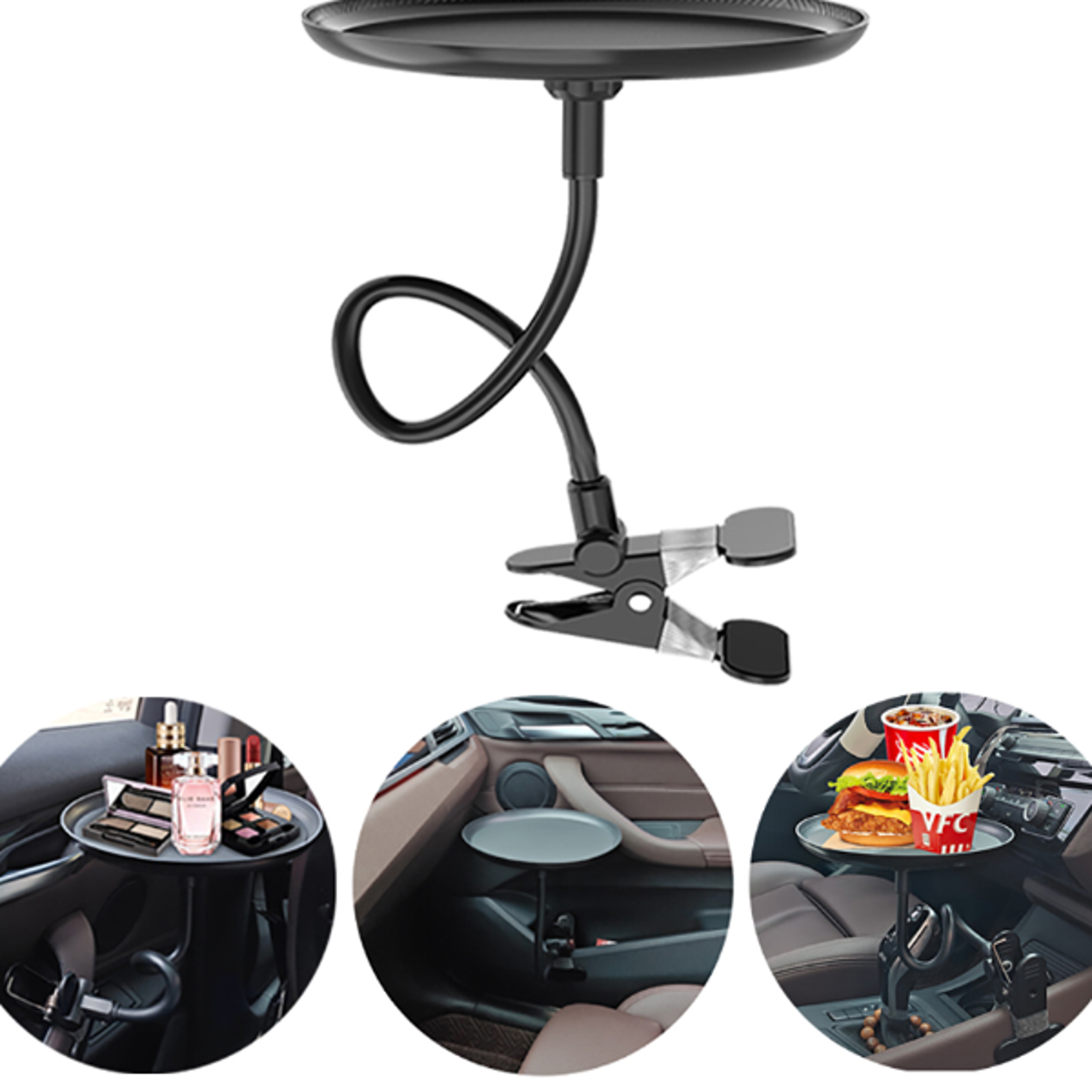 Versatile Car Travel Dining  Beverage Holder  Round Tray for Food Drinks  Phone  Perfect for Ro