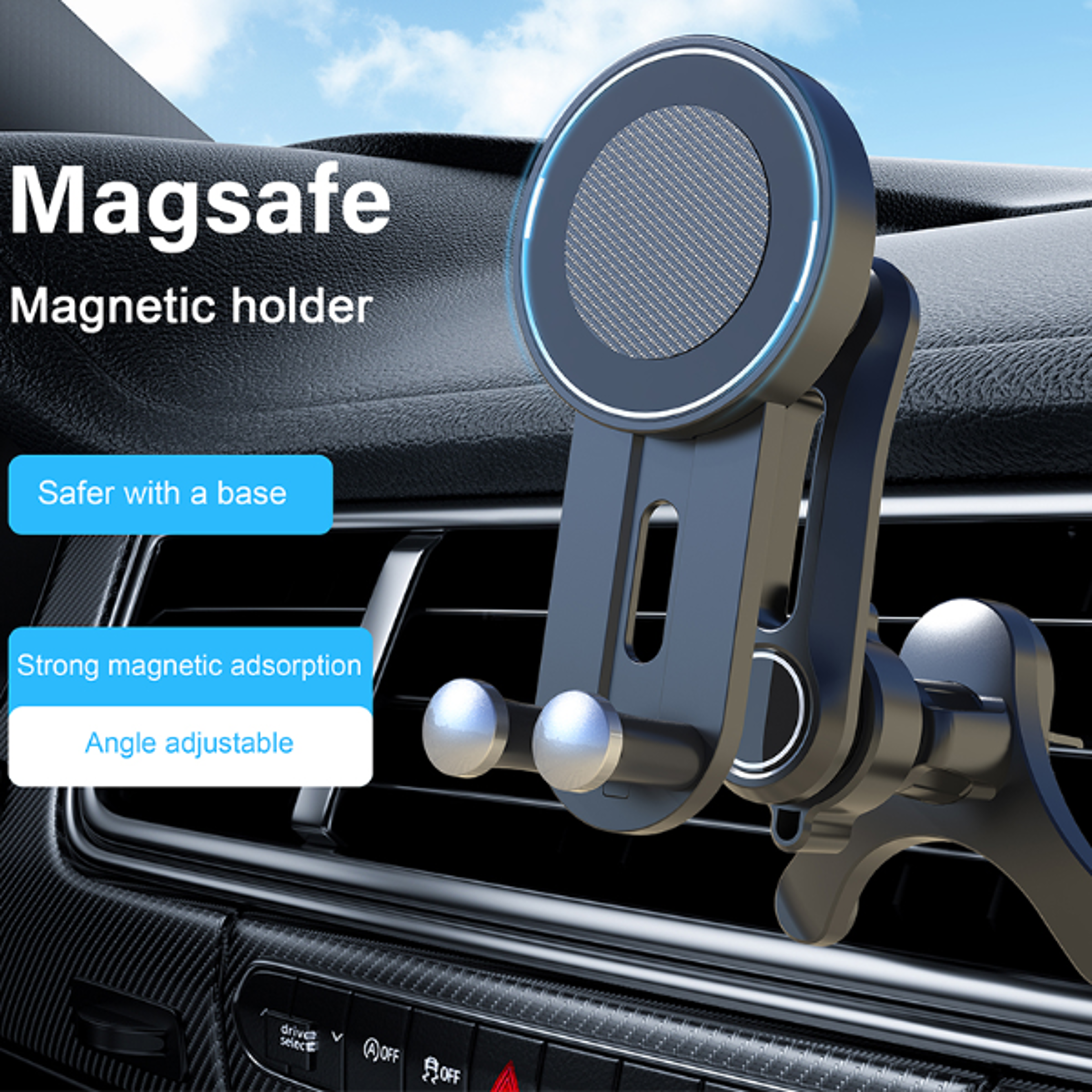 Magnetic Phone Mount for Car Compatible for Magsafe Car Mount Not Blocking Air Vent Strengthen Mag