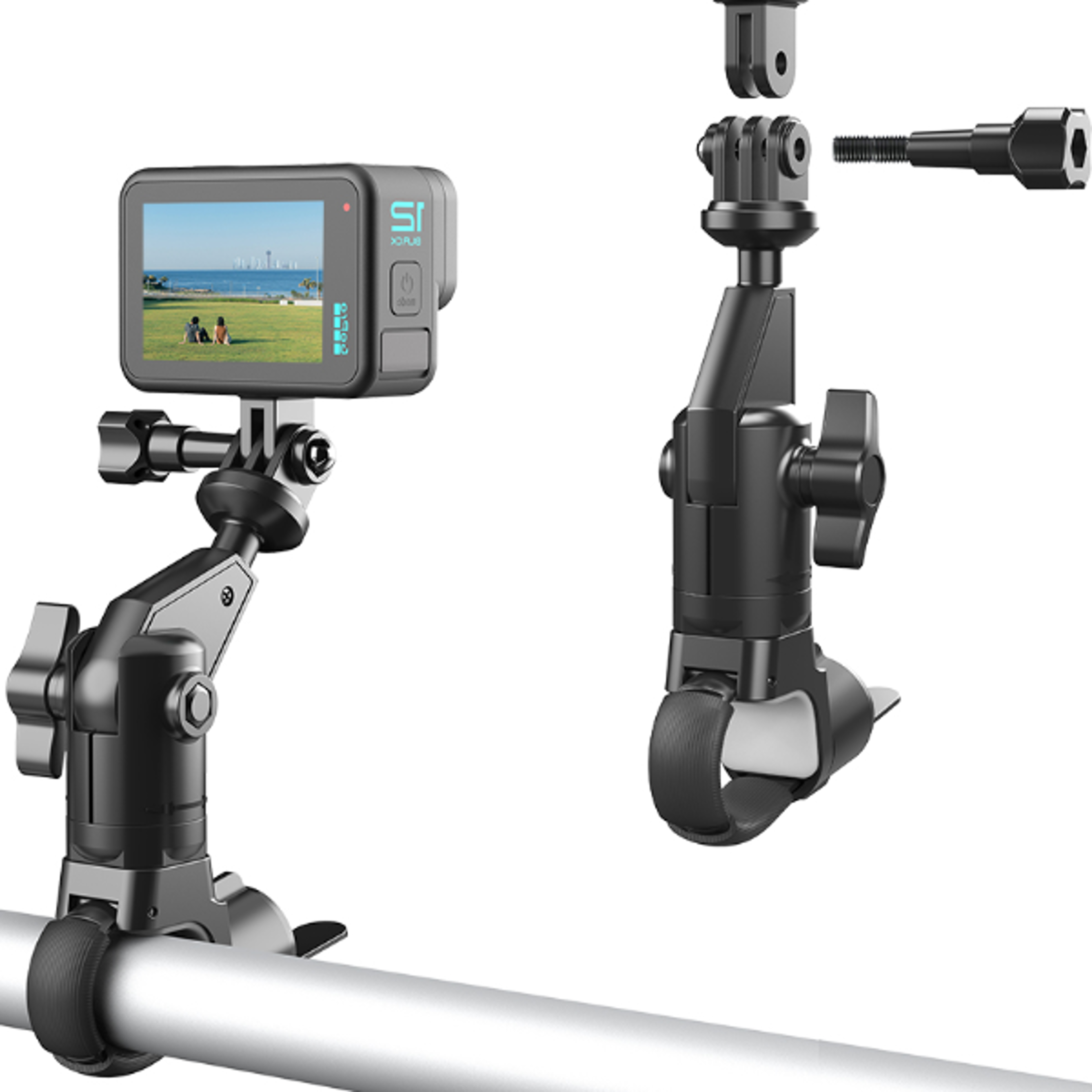 LRBH Camera Clamp Mount Bike Motorcycle Handlebar Holder Pipes of any shape can all be installed 36