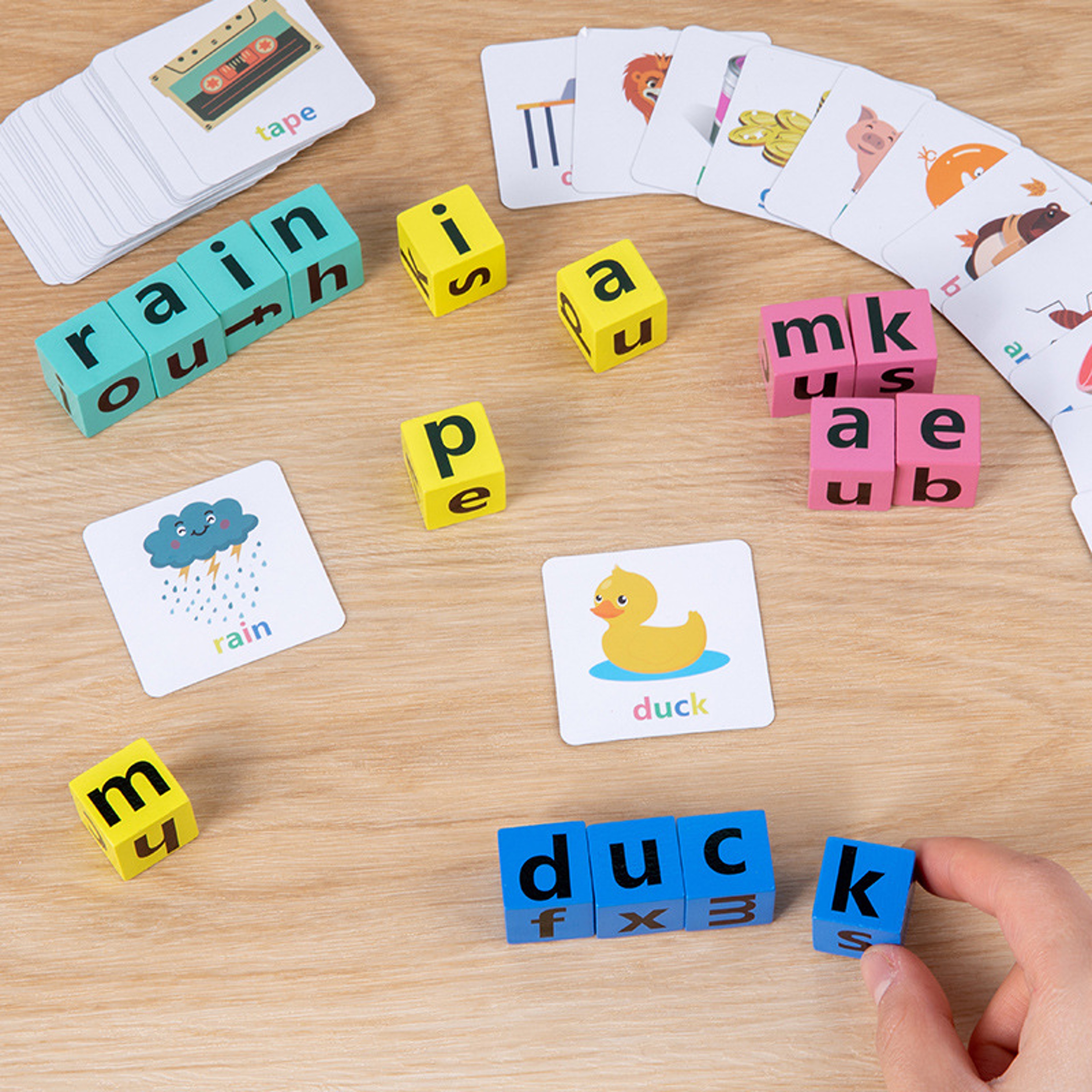 Educational Phonics Game, Children's Letter Word Spelling, Vowel Recognition Rotating Block Toy – view 2