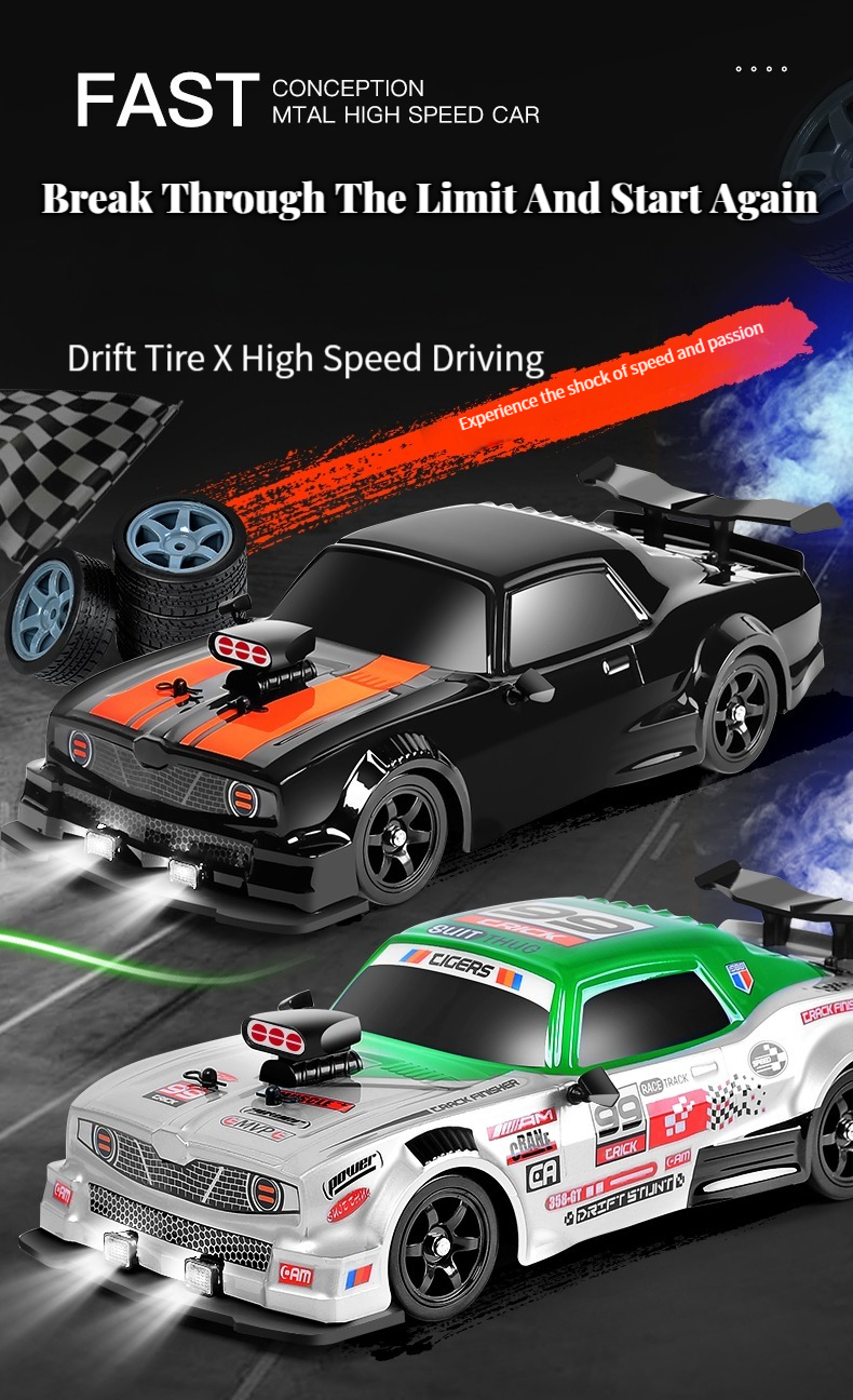 Mustang GTR Drift Car, High Speed Racing RC Cars, Electric WD Remote Control Toys for Children – view 5