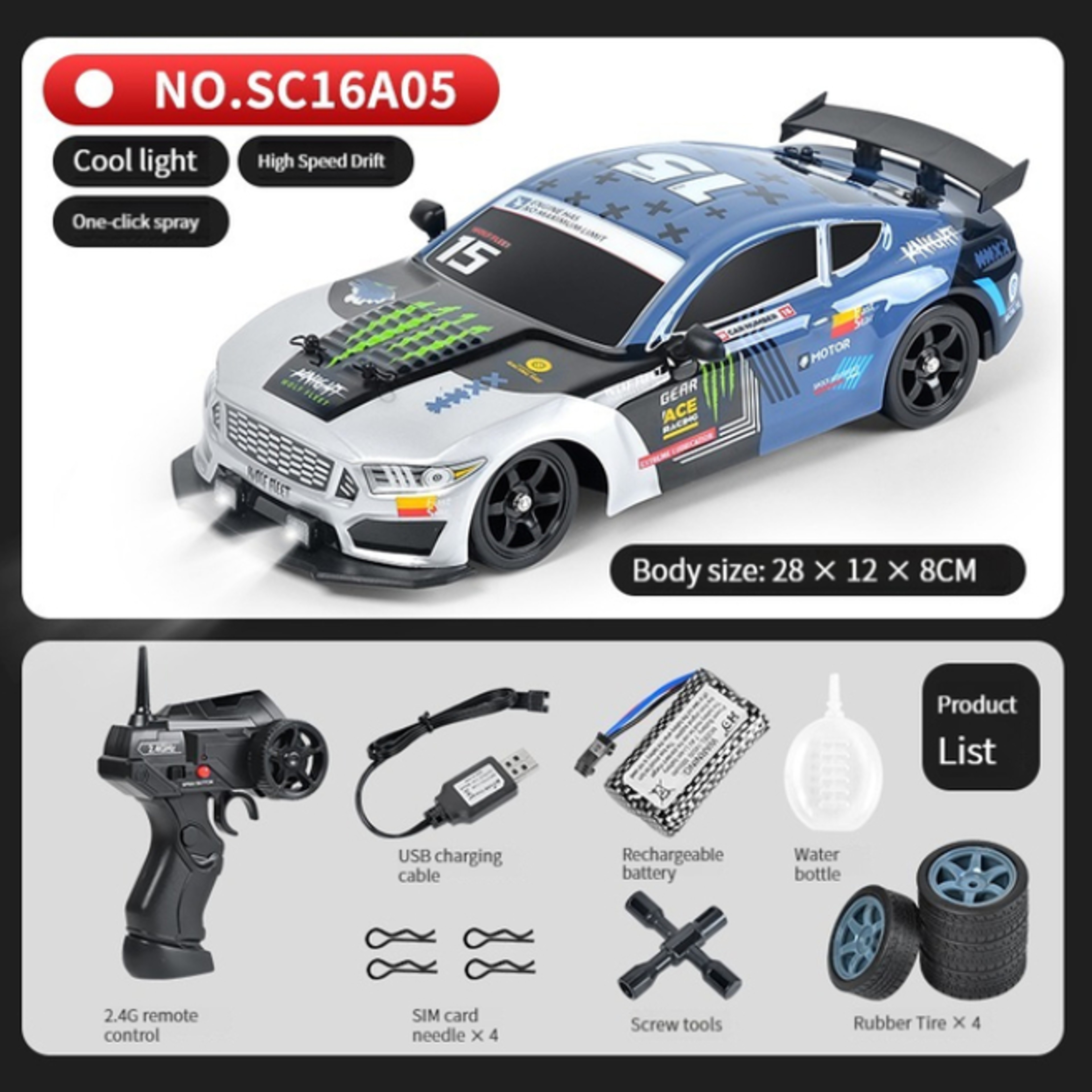 Mustang GTR Drift Car, High Speed Racing RC Cars, Electric WD Remote Control Toys for Children – view 13