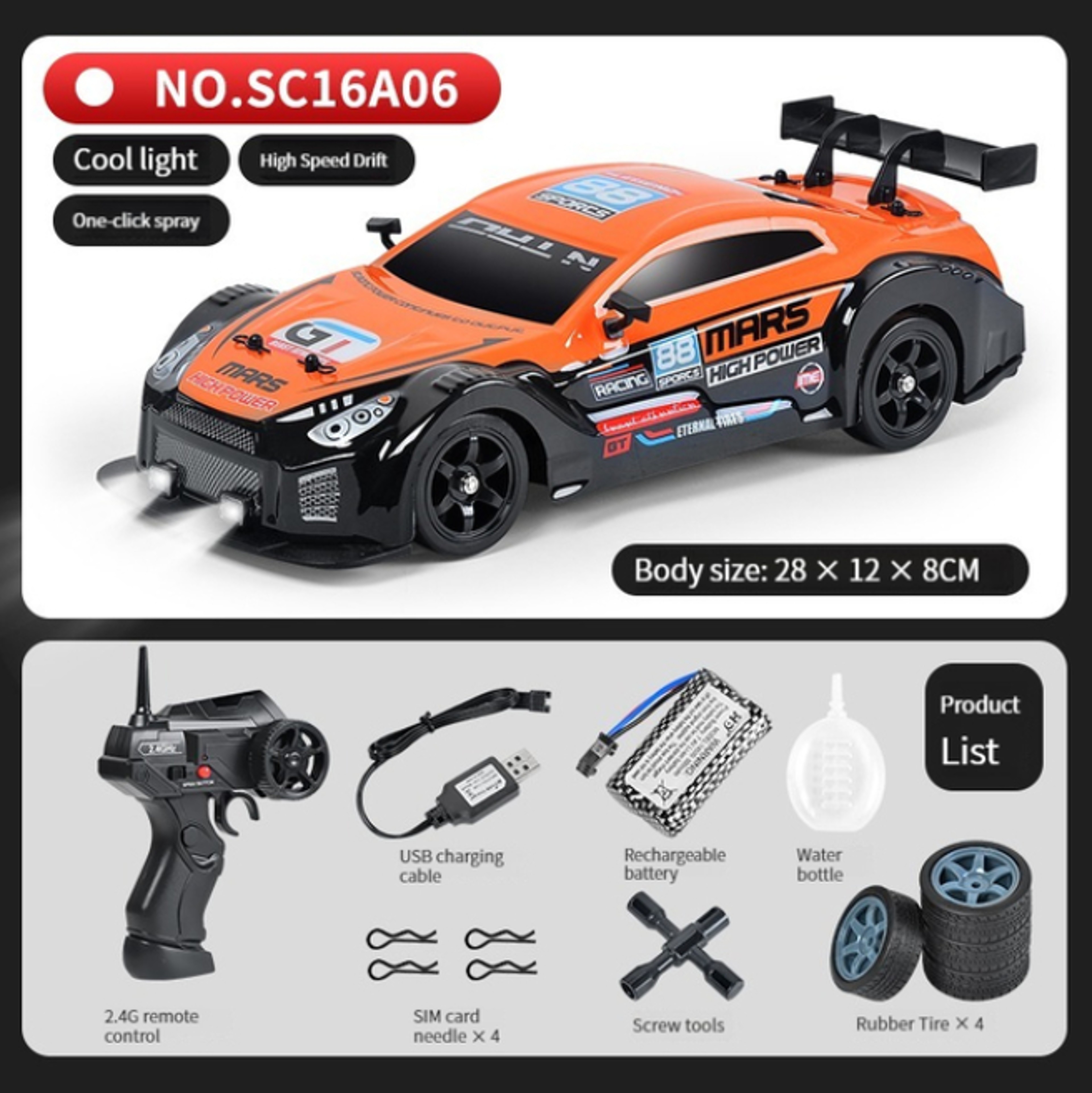 Mustang GTR Drift Car, High Speed Racing RC Cars, Electric WD Remote Control Toys for Children – view 14