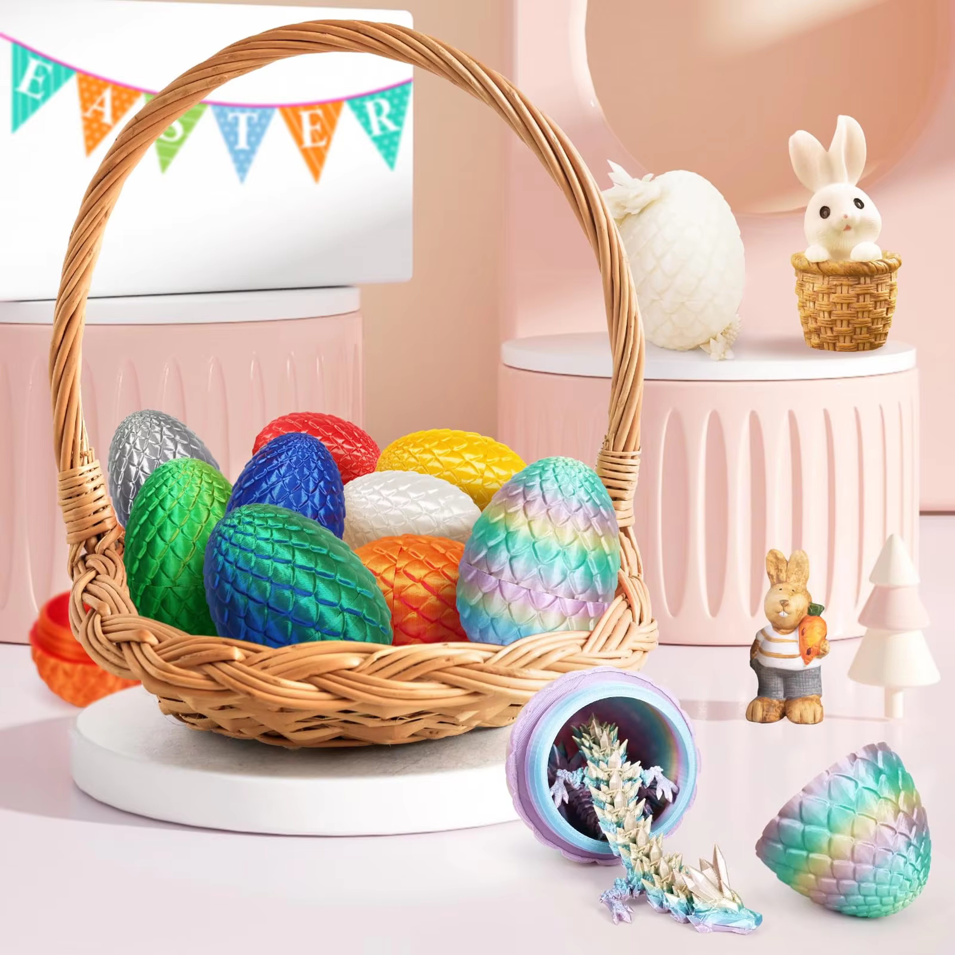 Full Articulated Dragon Model, Dragon Egg with Dragon, Movable Rotatable Desktop Ornament Toy for Kids – view 6