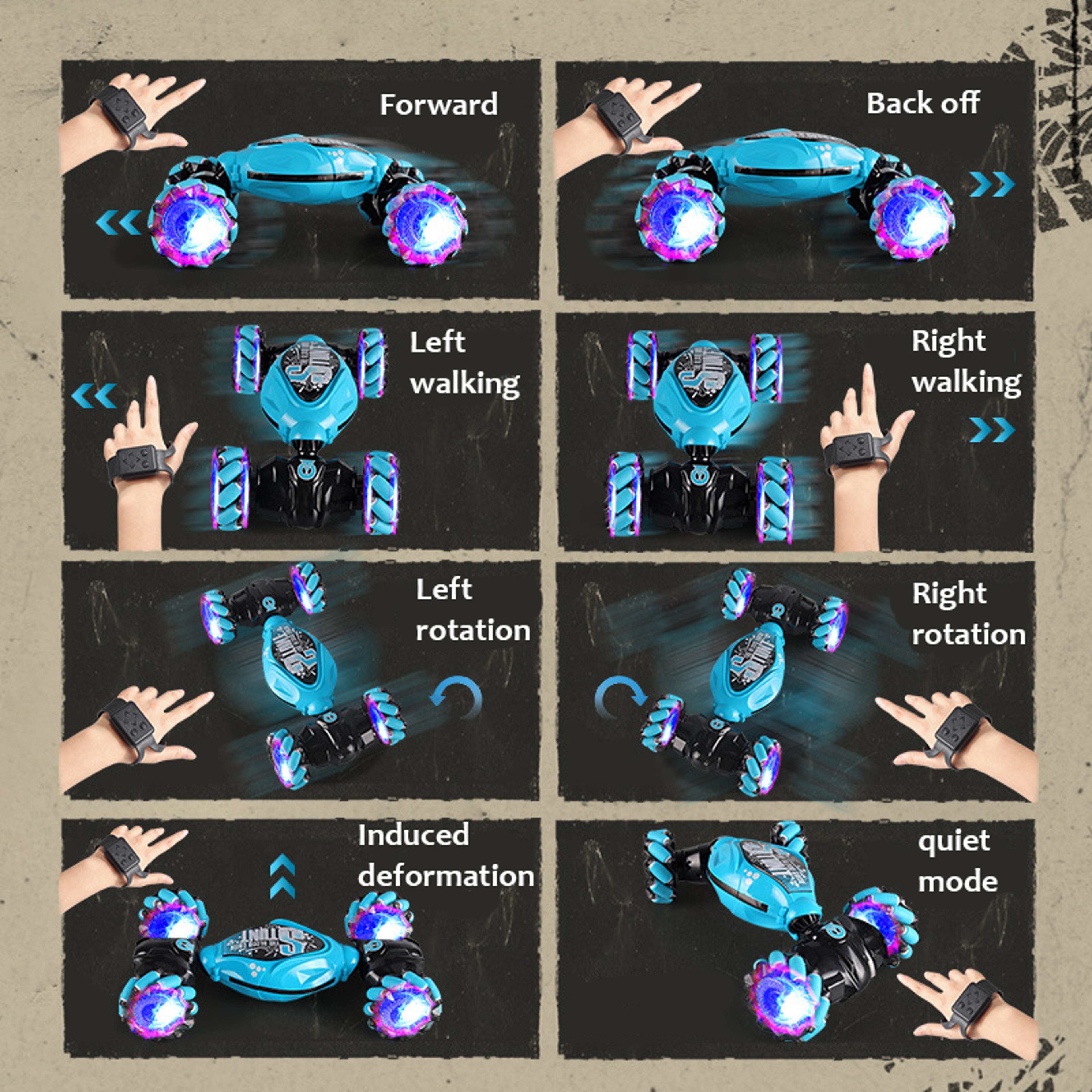 Gesture Radio Remote Control Drift Car With Music, Spray Stunt Car Rotating, Led Lights Climbing Car Toys Gift – view 5