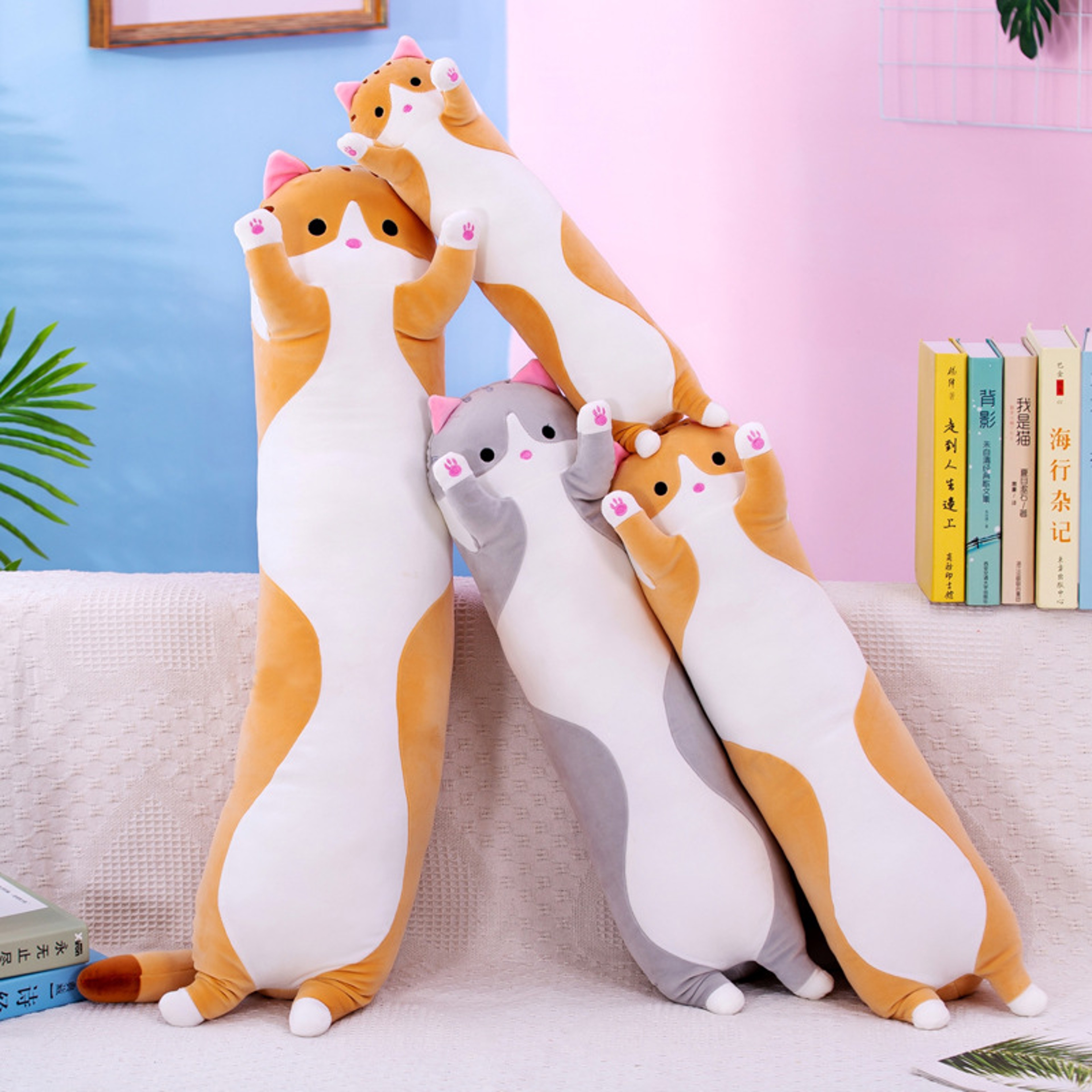 Cute Cat Plush Pillow Stuffed Animal Long Cat for Kids Birthday Gift Soft Children's Toys Pillow – view 2