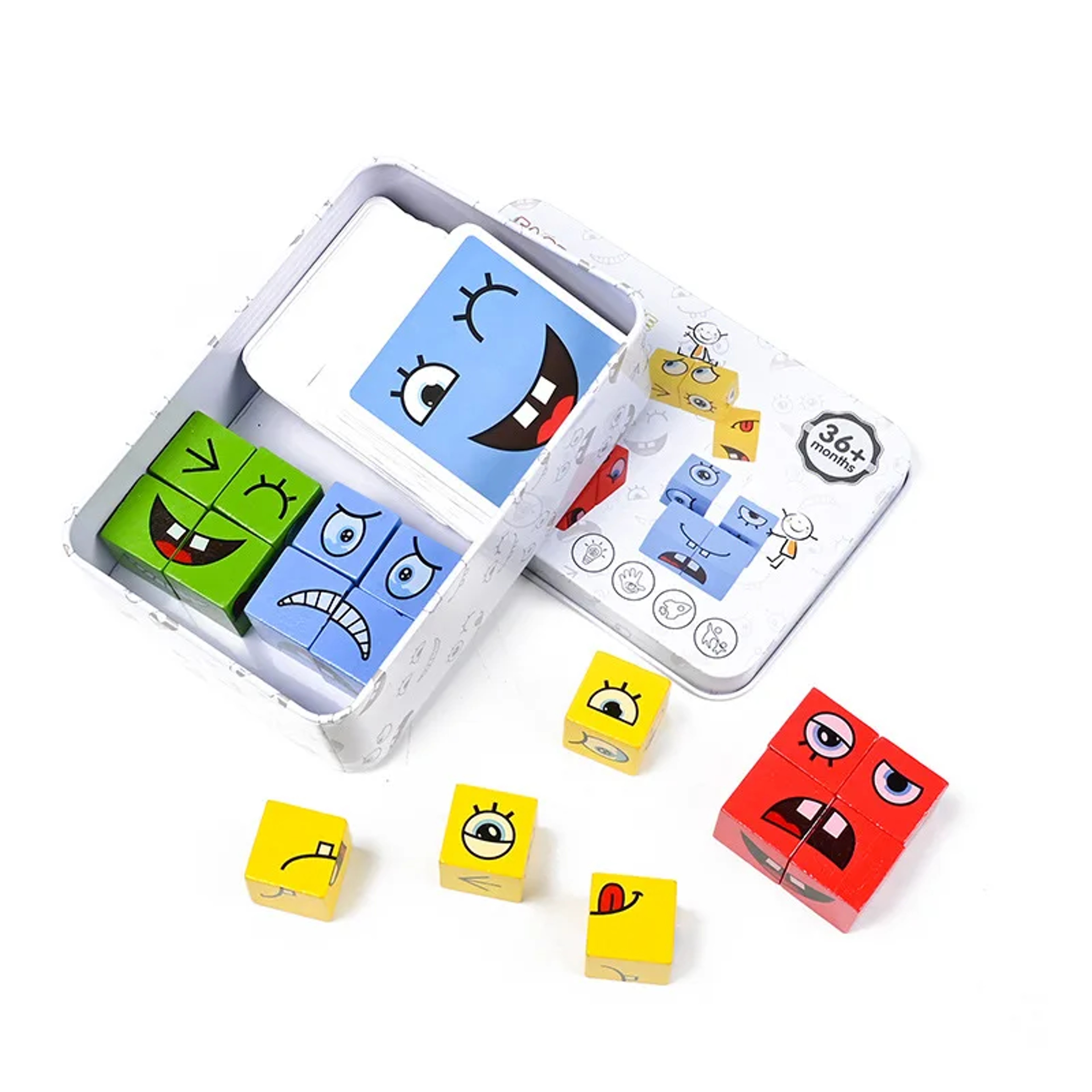Wooden Educational Toys Gifts, Kid Board Game, Fun Challenge Face-changing Building Blocks Cube, Parent-child Interactiv – view 7