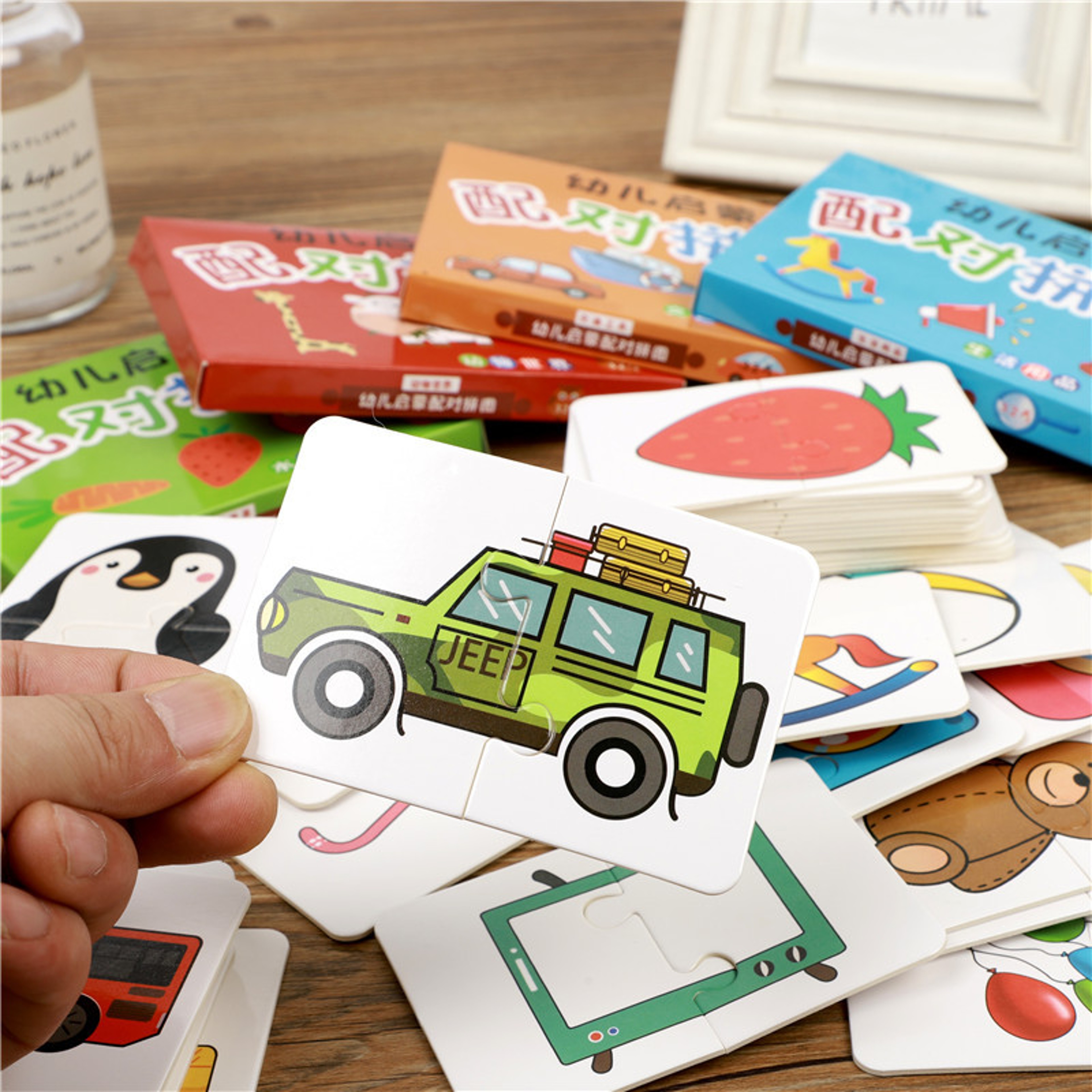 Educational Puzzle Toy For Kids Matching Card Game Baby Cognitive Fruit Animal Learning Montessori  0